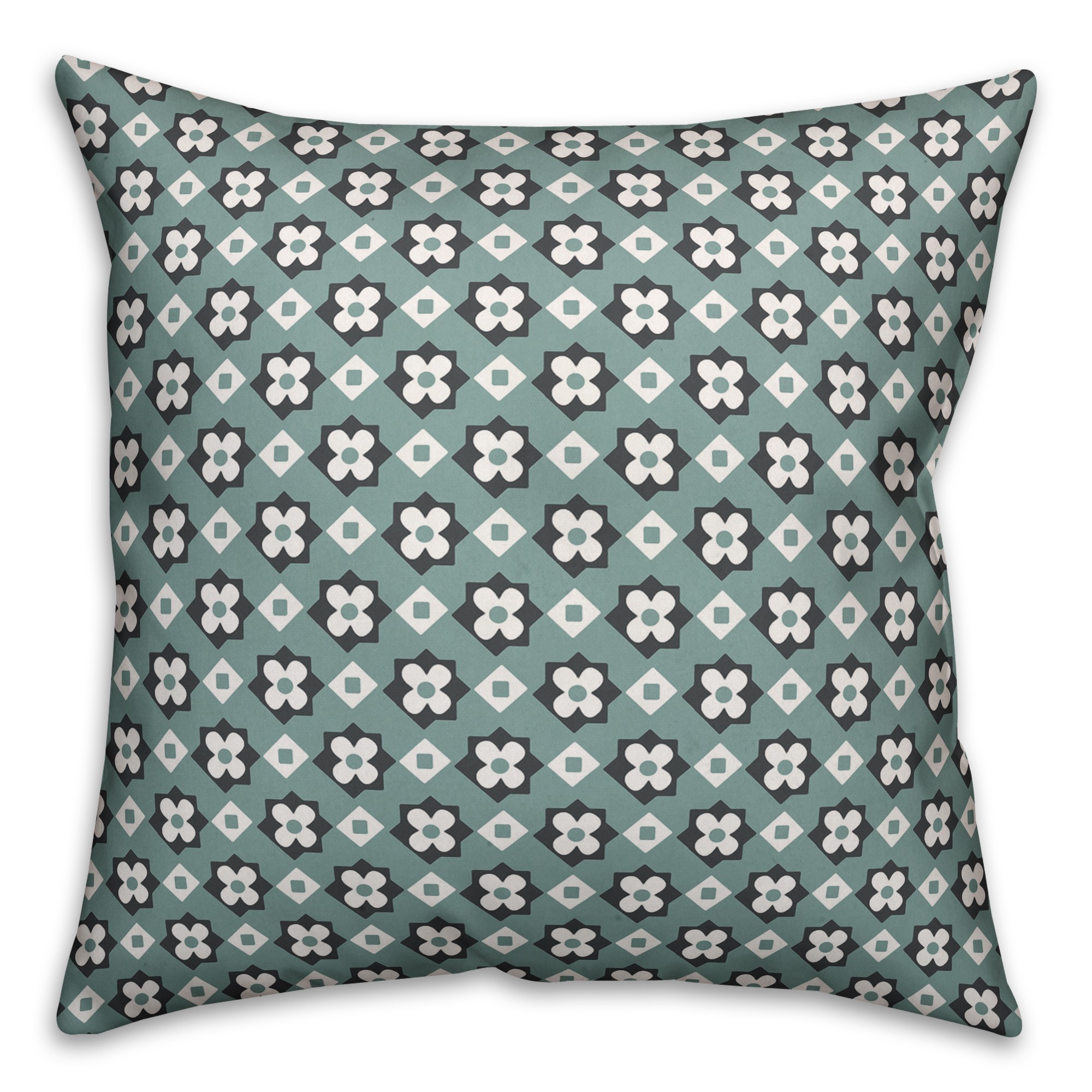 Blue Flower Pattern Pillow Cover