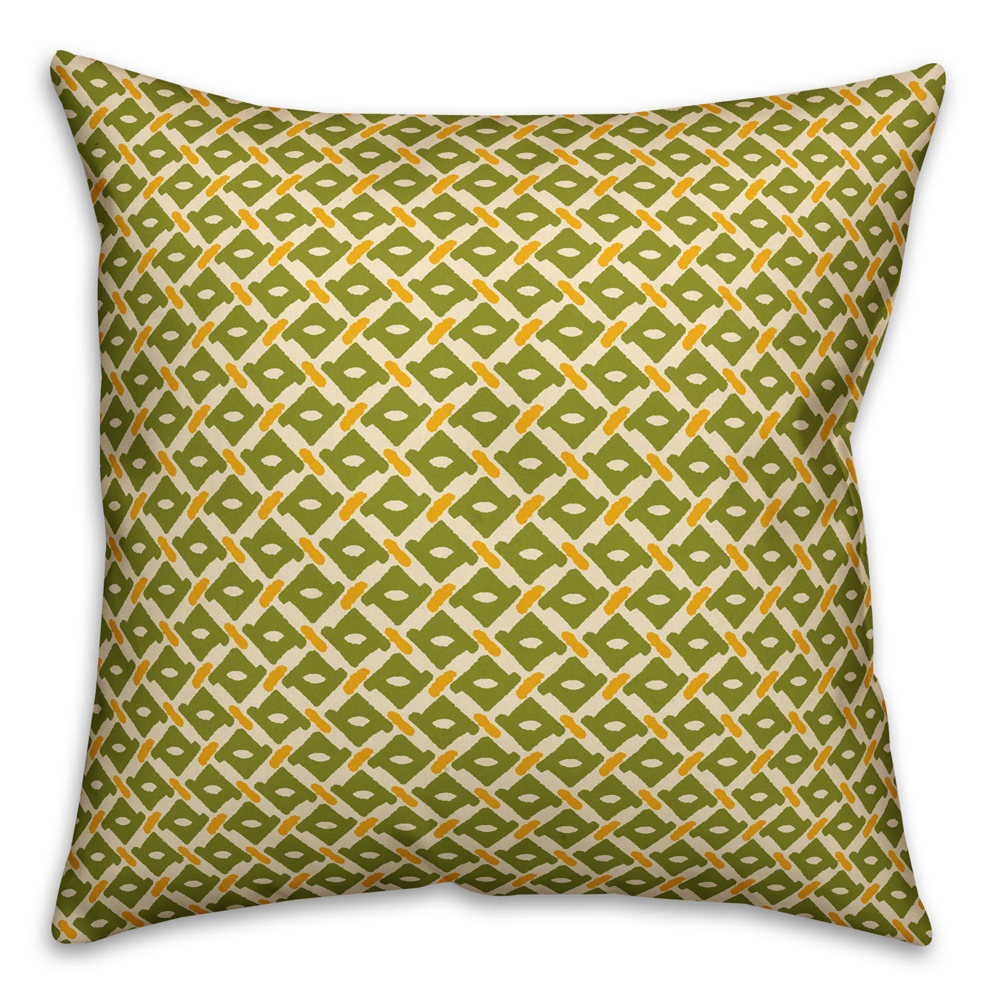 Whimsical Diamond Pattern in Green Pillow Cover