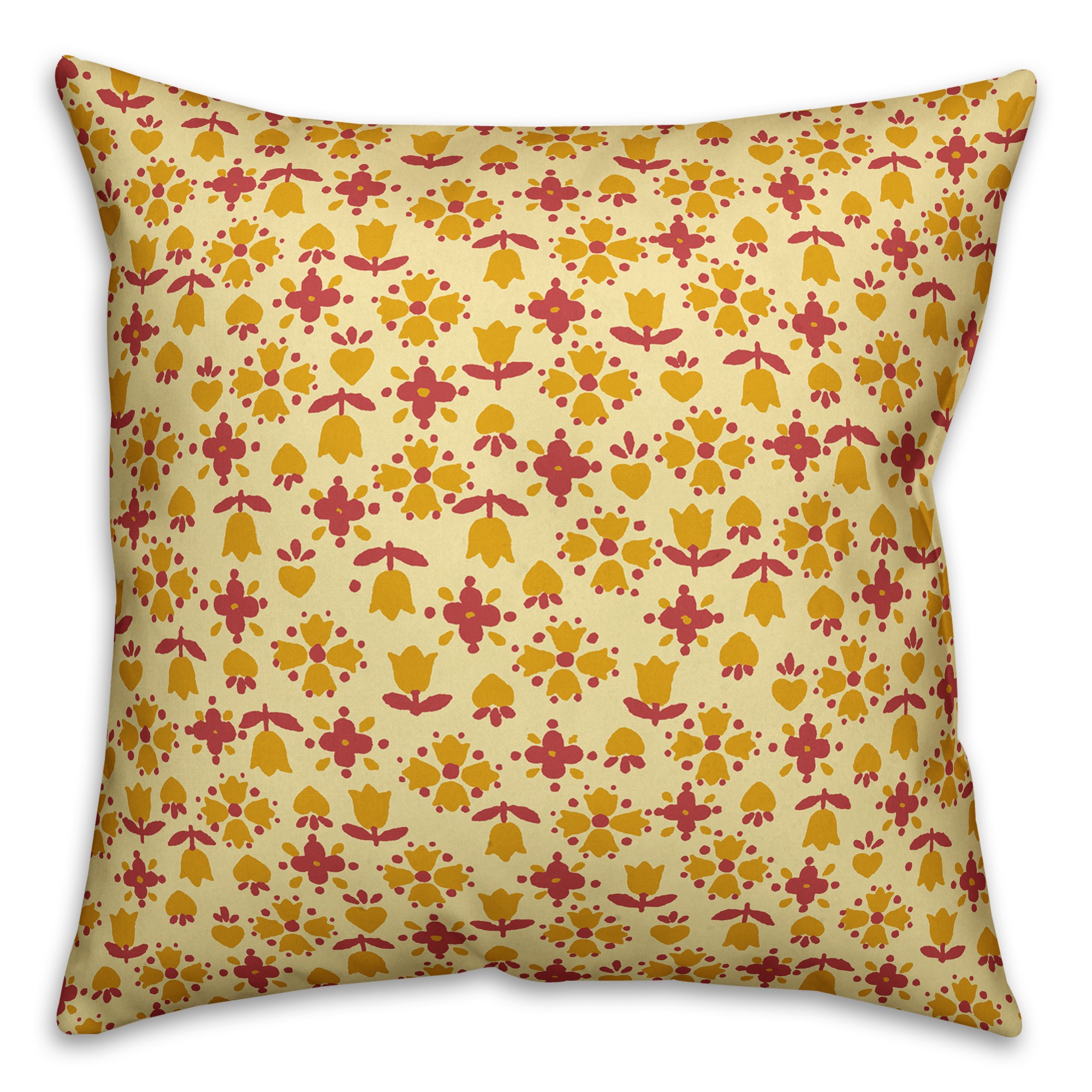 Tulip Pattern in Yellow Pillow