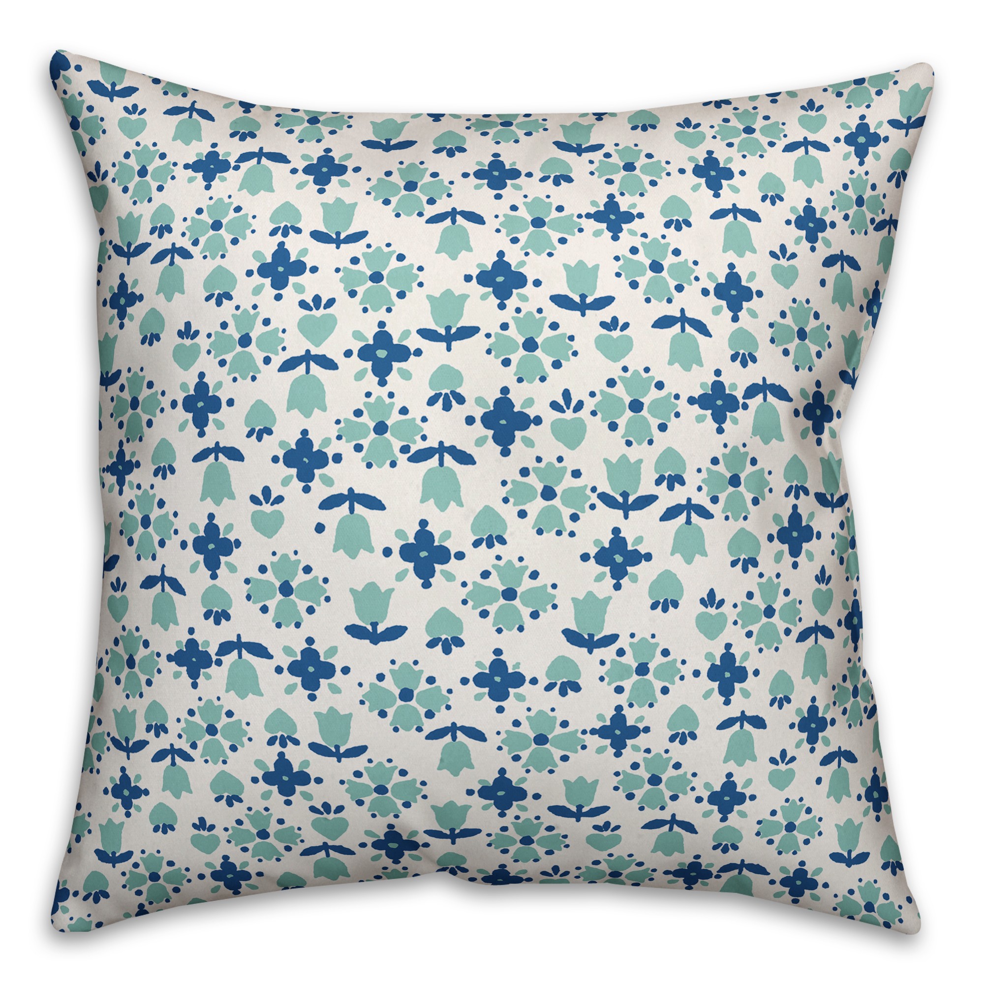 Tulip Pattern in Dark Blue Pillow