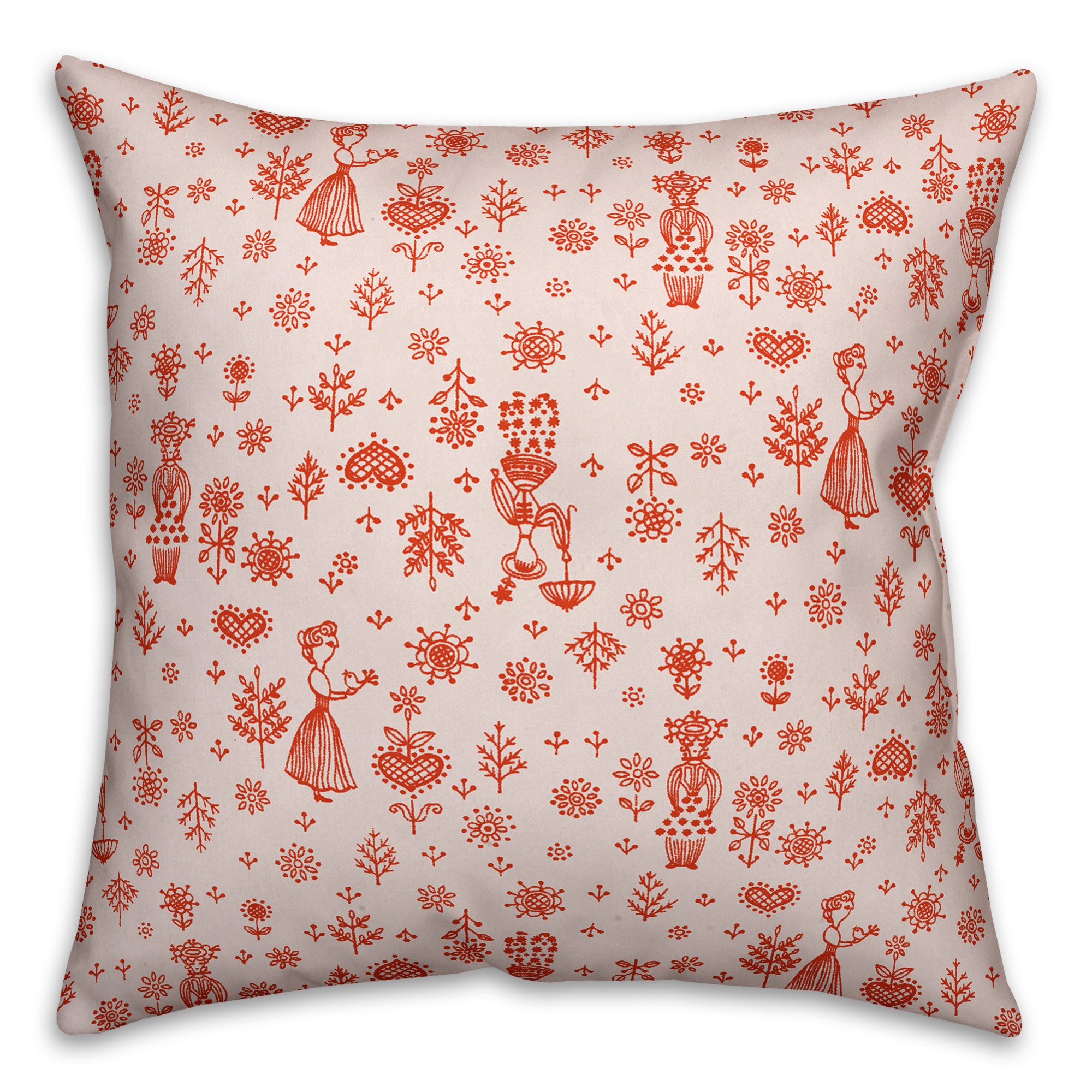 Whimsical Women in Pink Pillow
