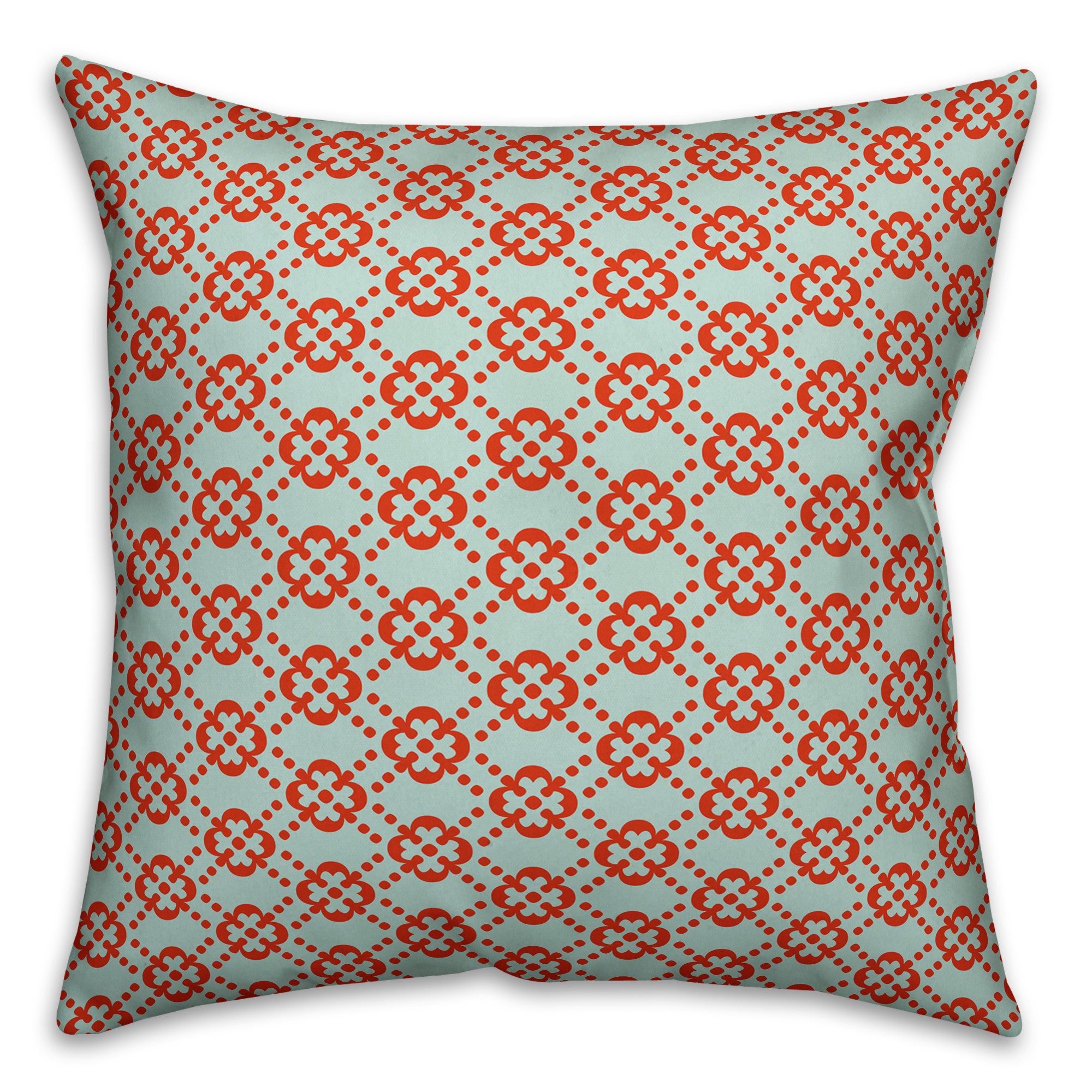 Floral Argyle in Blue and Red Pillow Cover