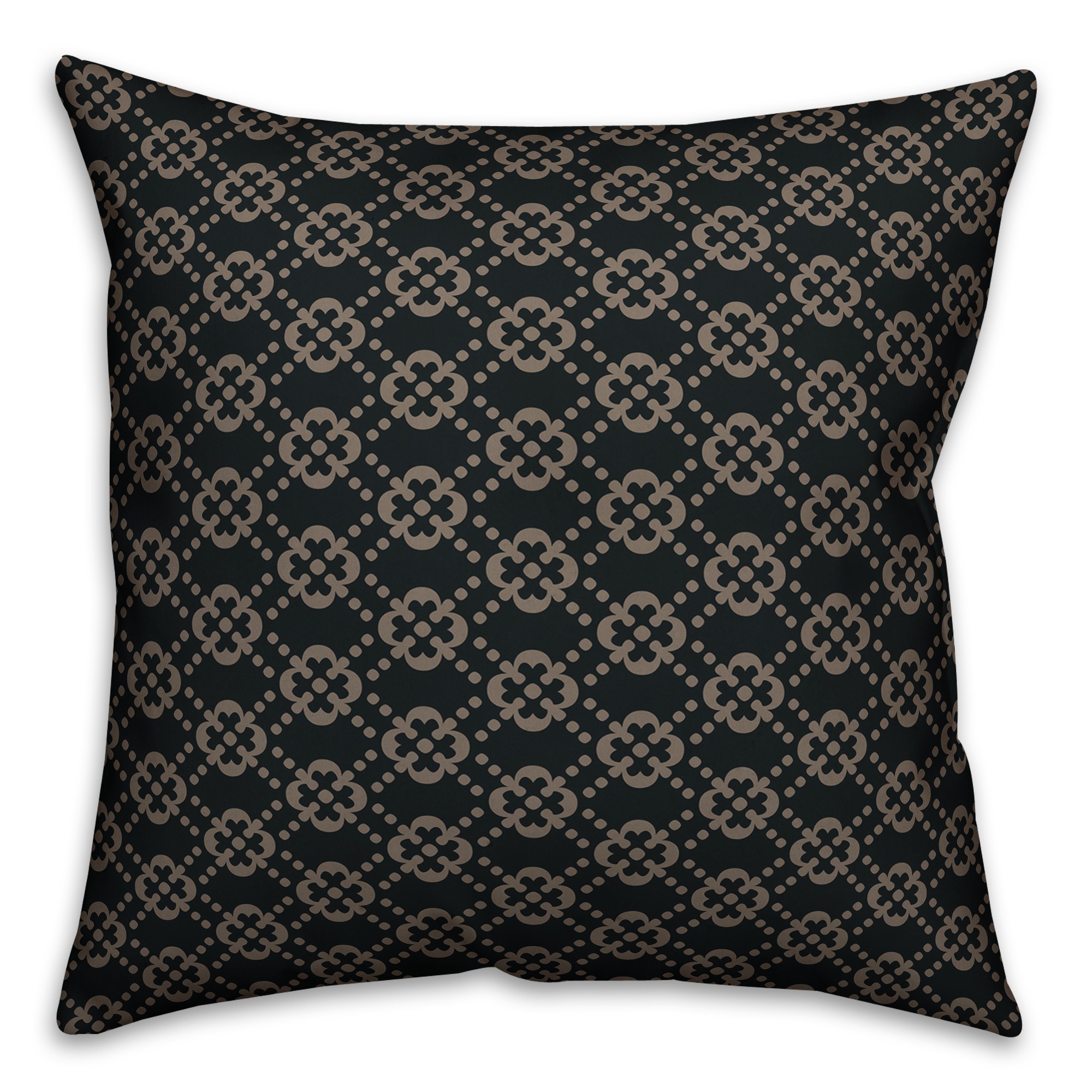 Floral Argyle in Brown and Black Pillow