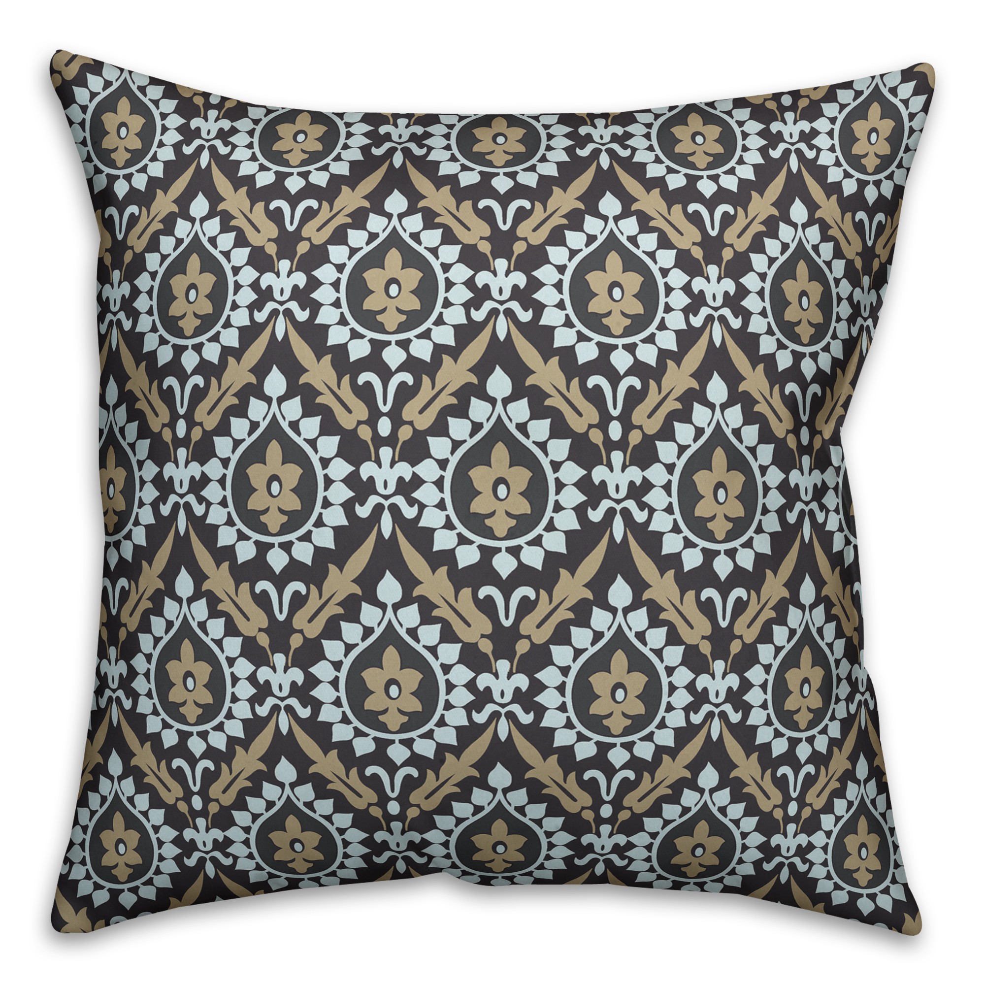 Ikat in Brown and Blue Pillow