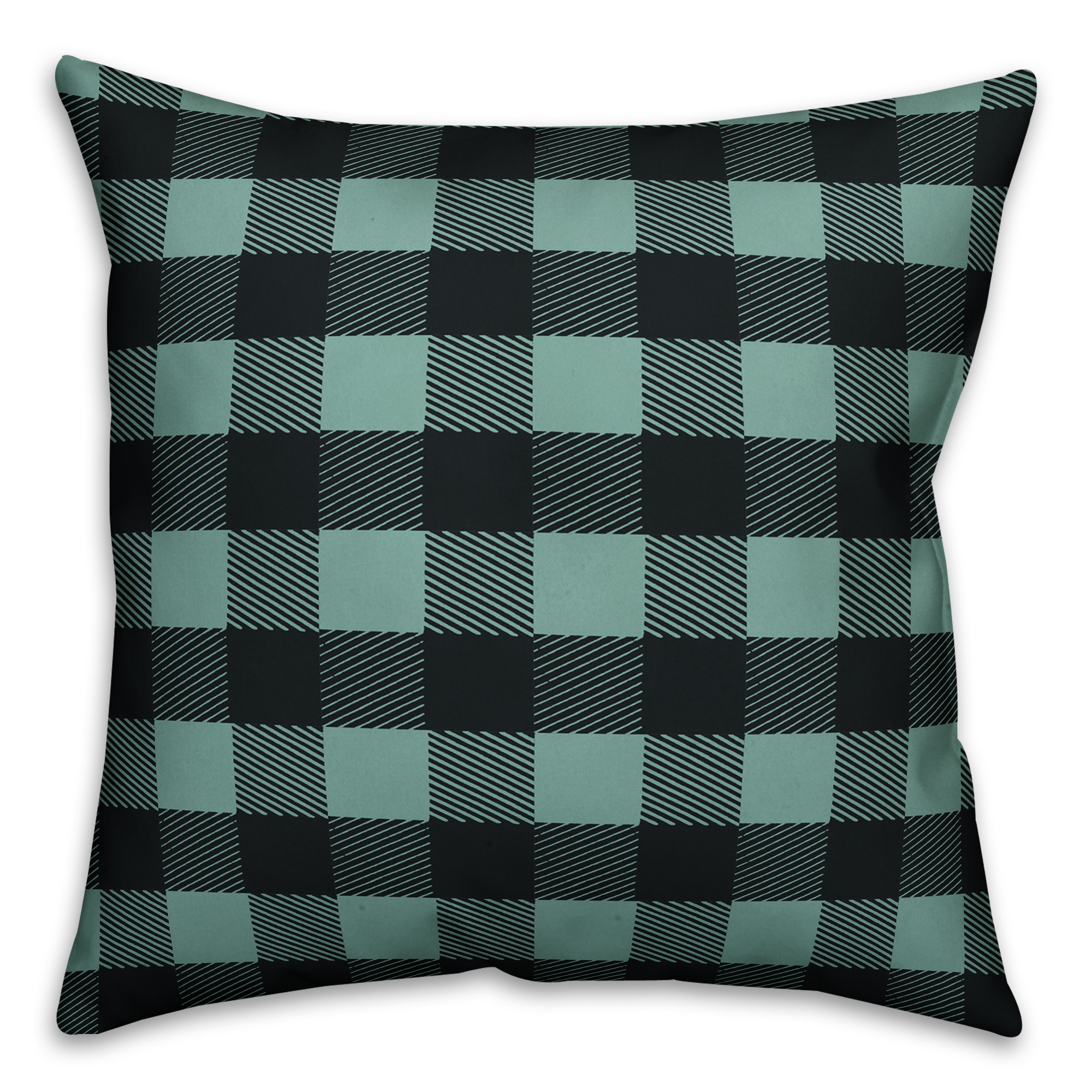 Teal Buffalo Check Plaid Pillow