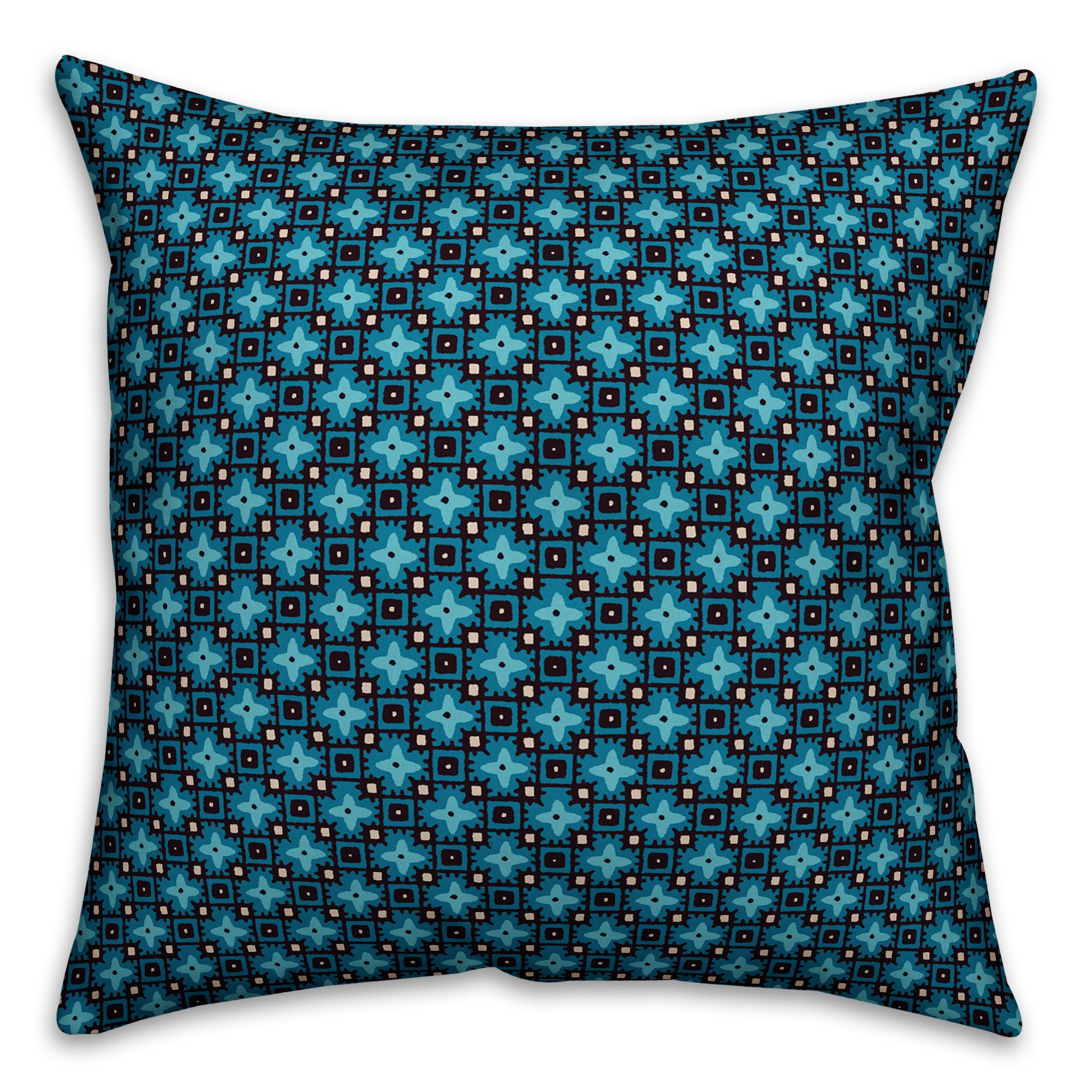 Blue Floral Squares Indoor / Outdoor Pillow