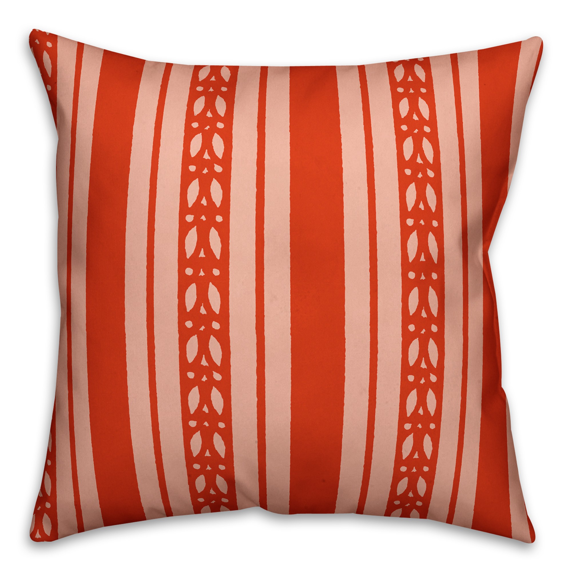 Red Folk Stripes Pillow Cover