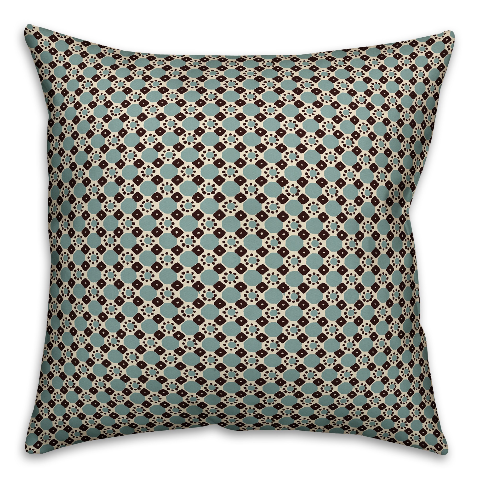 Folk Geometric Pattern in Blue Pillow