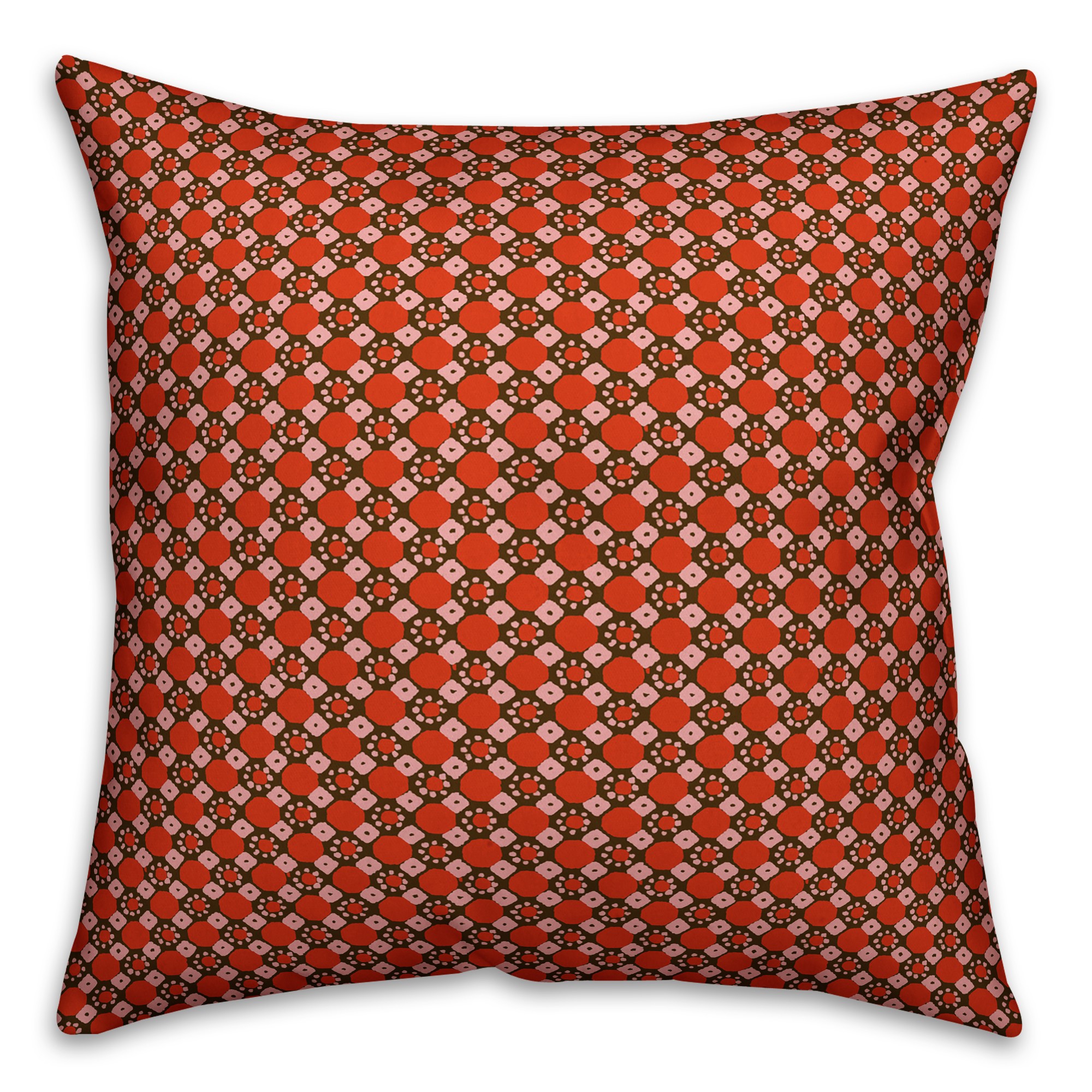 Folk Geometric Pattern in Red Pillow