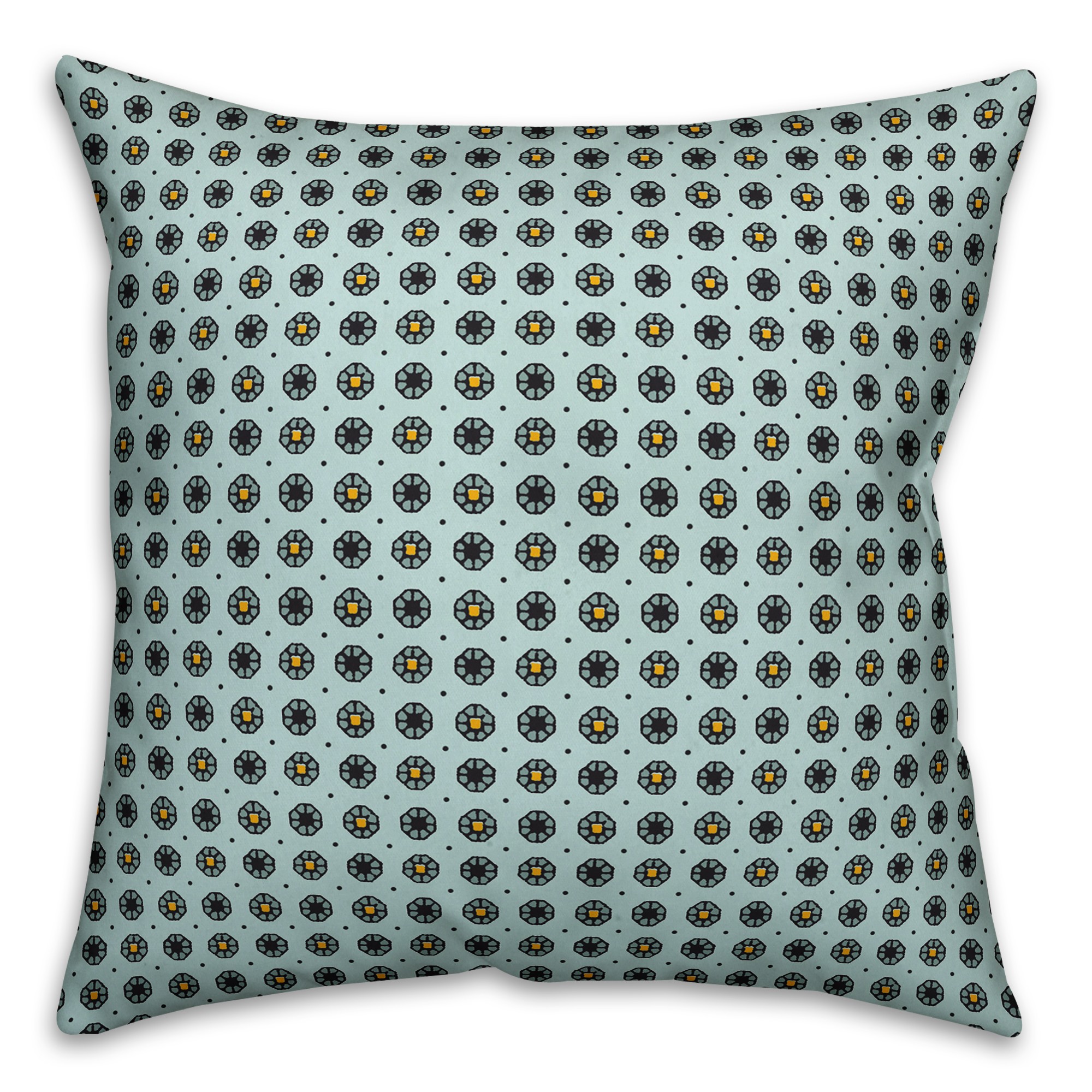 Pixel Floral Pattern in Blue Pillow