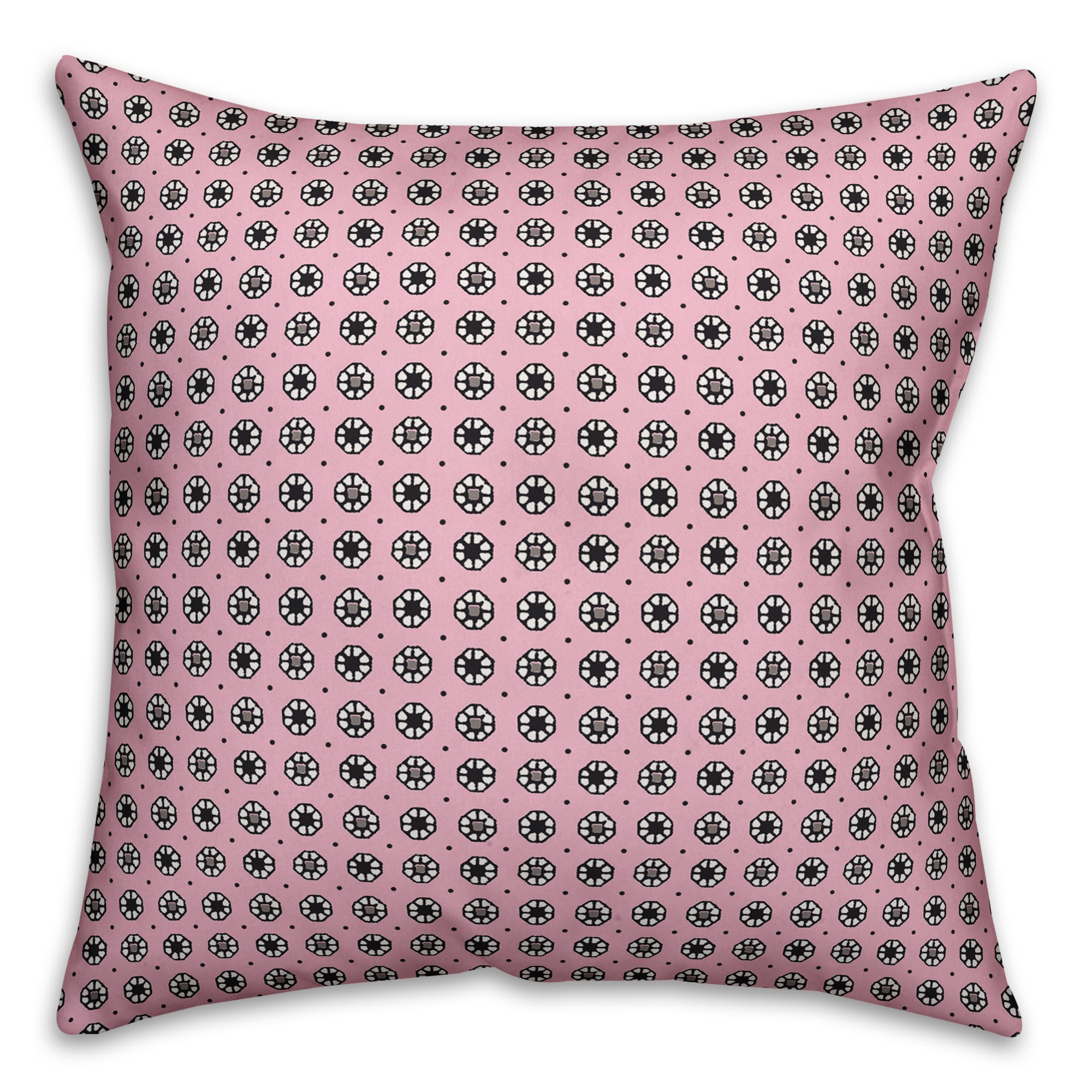 Pixel Floral Pattern in Pink Pillow Cover
