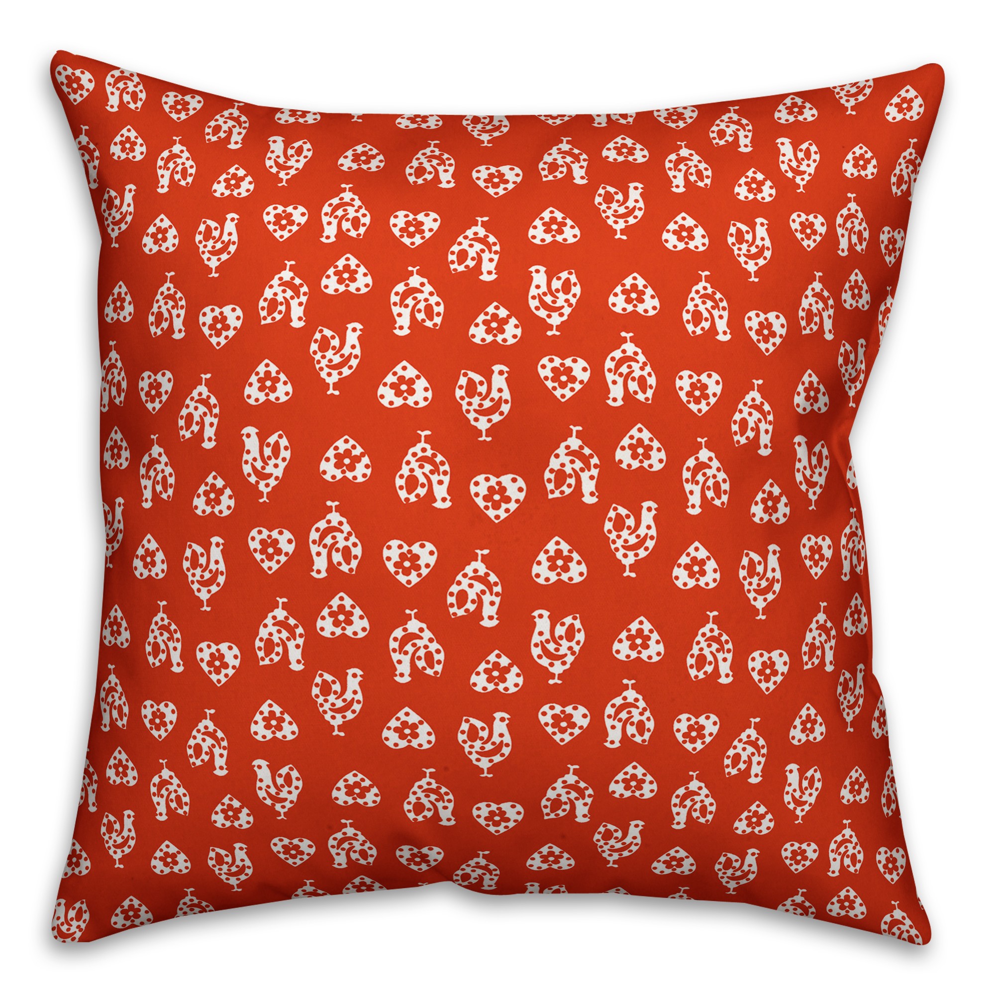 Red Rooster Pattern Pillow Cover