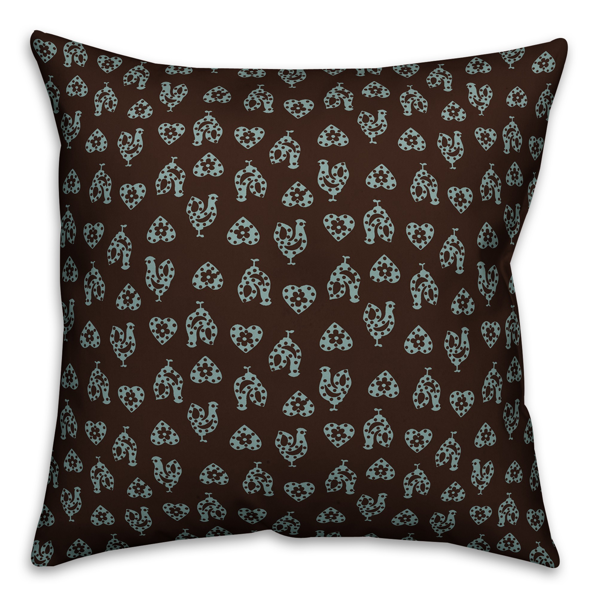 Gray Rooster Pattern Pillow Cover