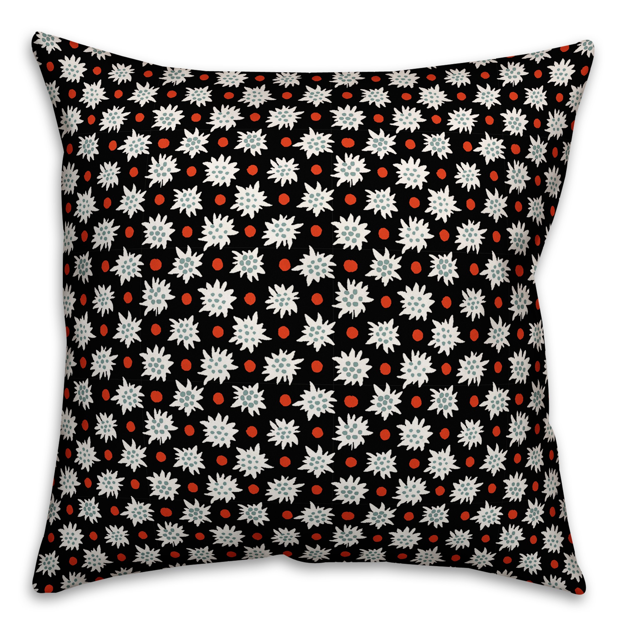 Abstract Snowflake Pattern in Black Pillow Cover