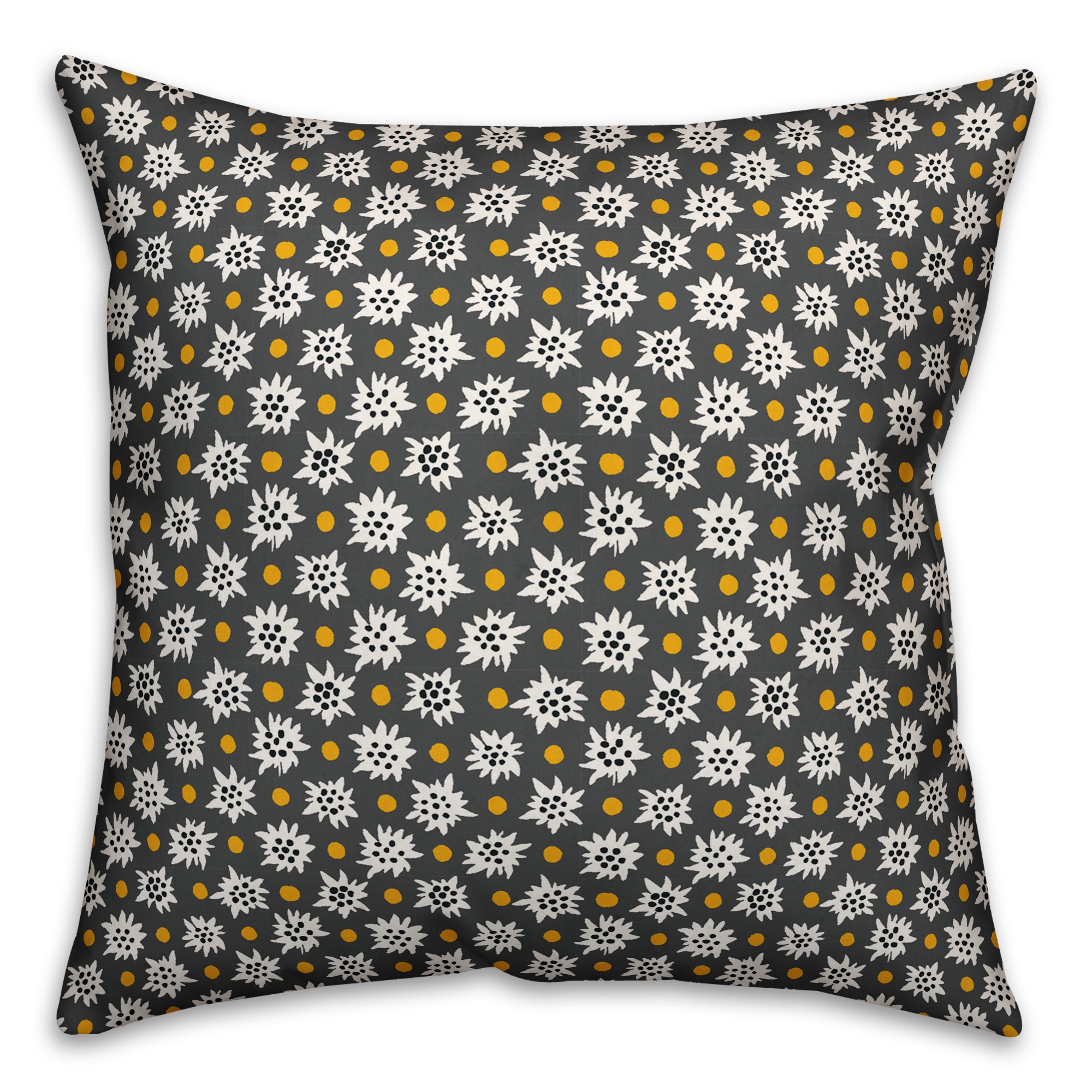 Abstract Snowflake Pattern in Gray Pillow Cover