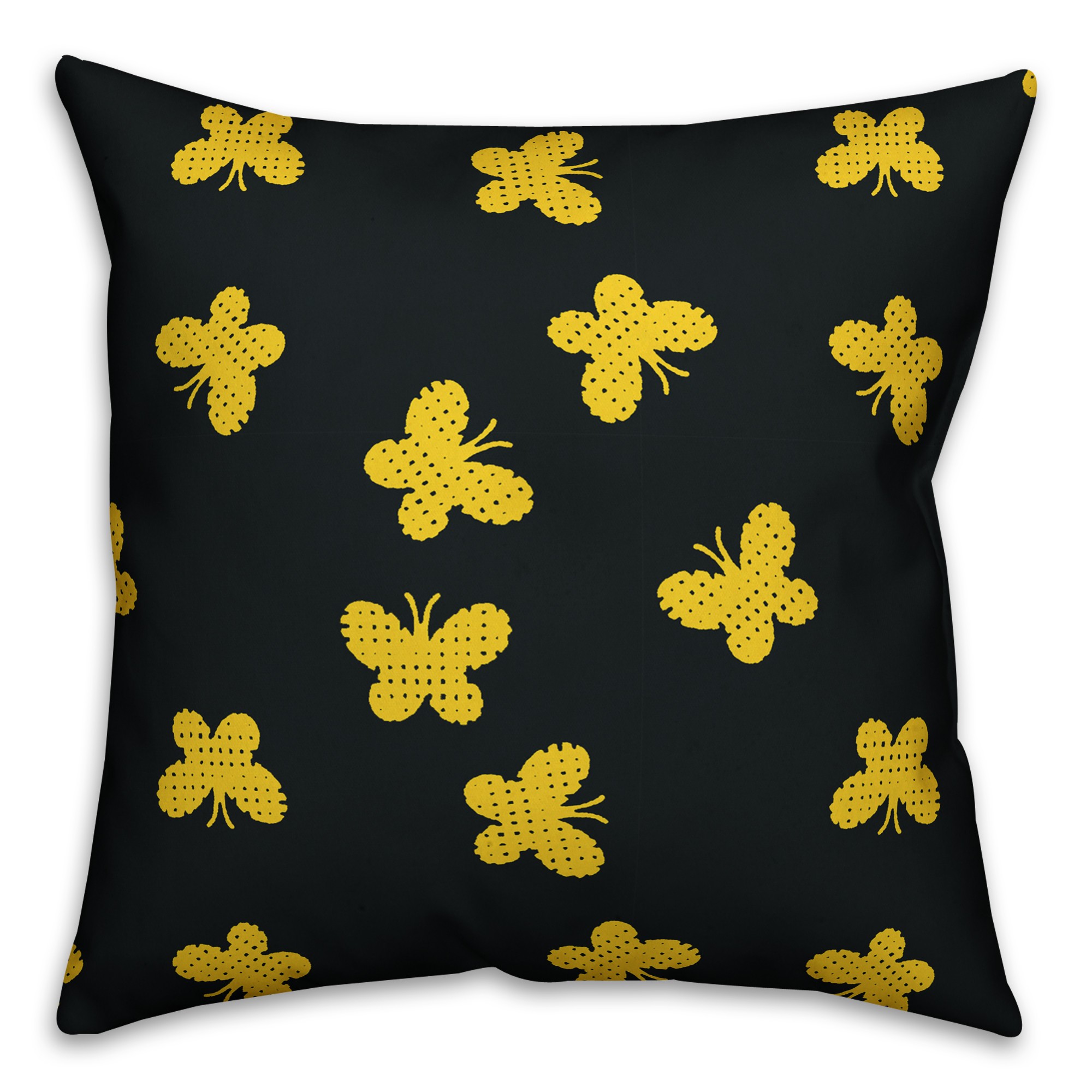 Butterfly Pattern in Yellow Pillow Cover