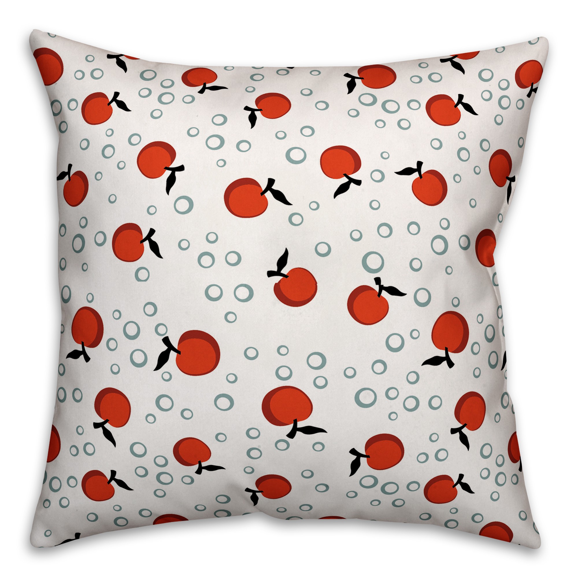 Whimsical Cherry Pattern in Red Pillow Cover
