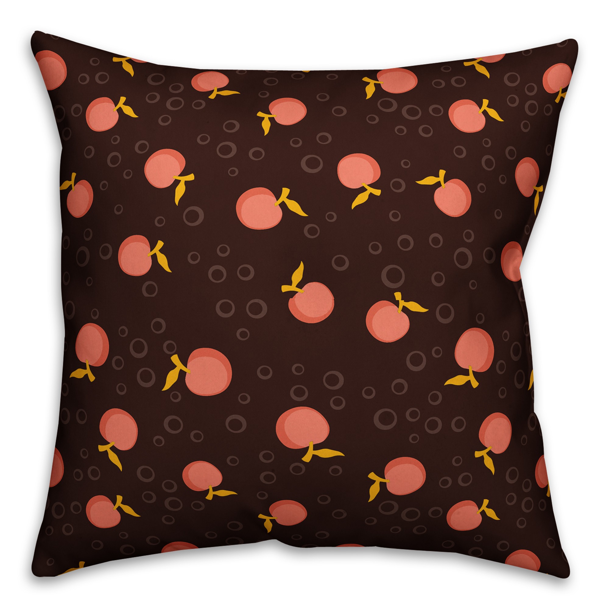 Whimsical Cherry Pattern in Peach Pillow Cover