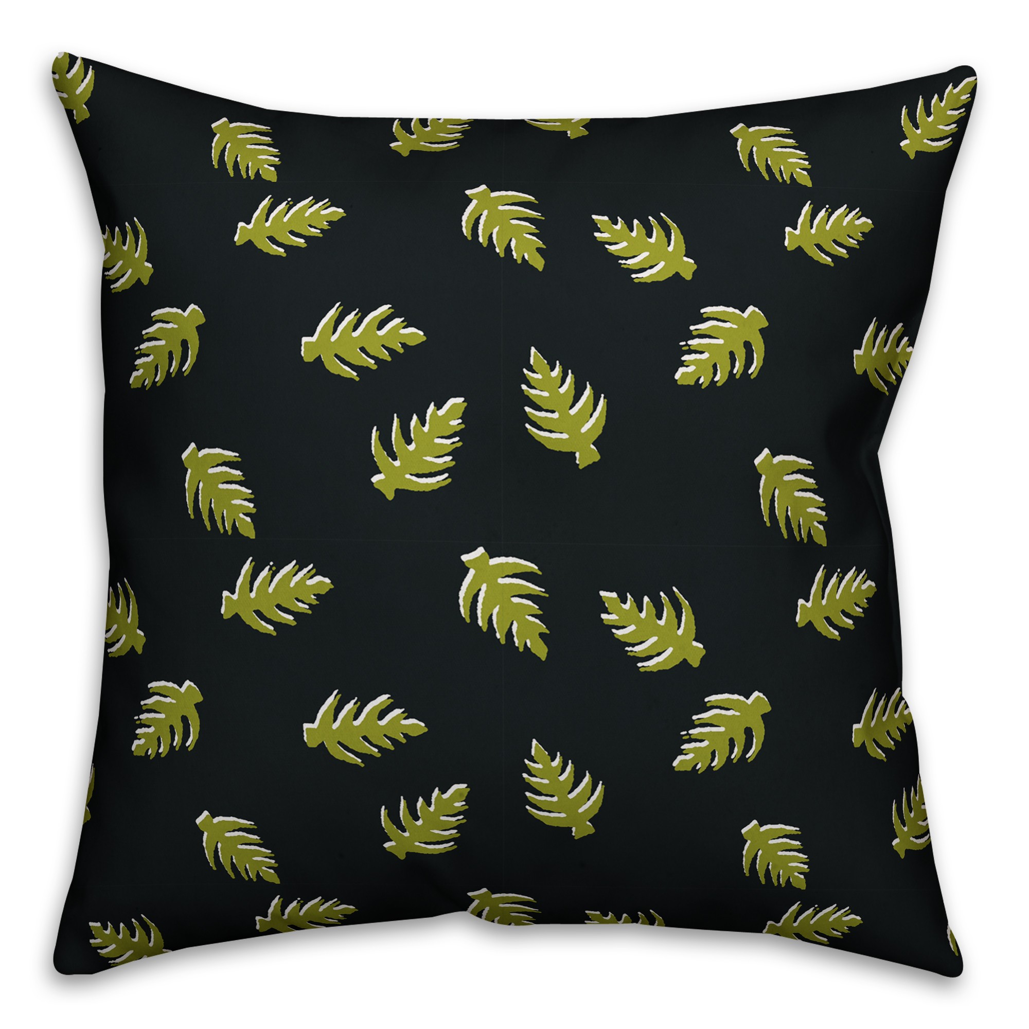 Palm Pattern in Green and Black Pillow