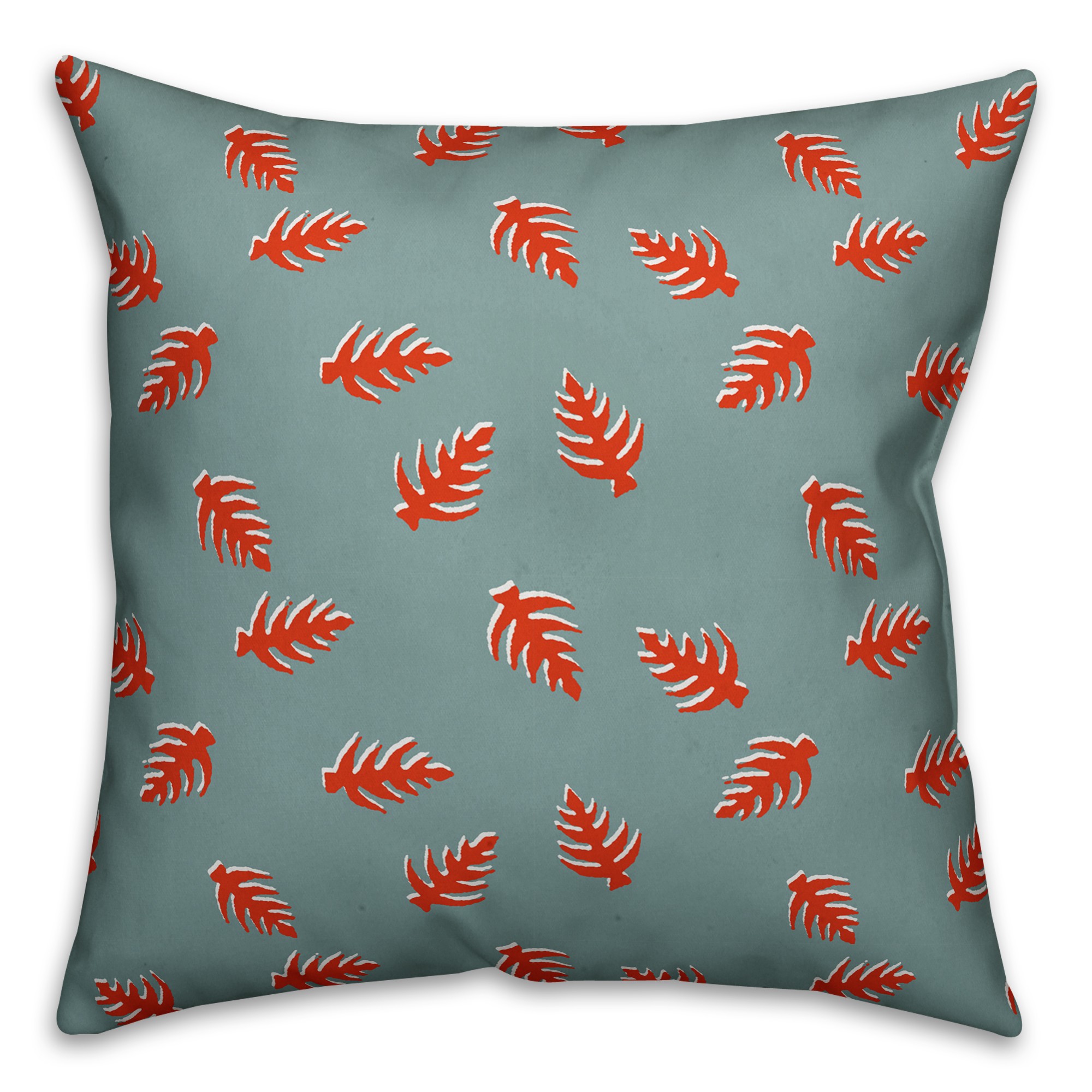 Palm Pattern in Red and Blue Pillow