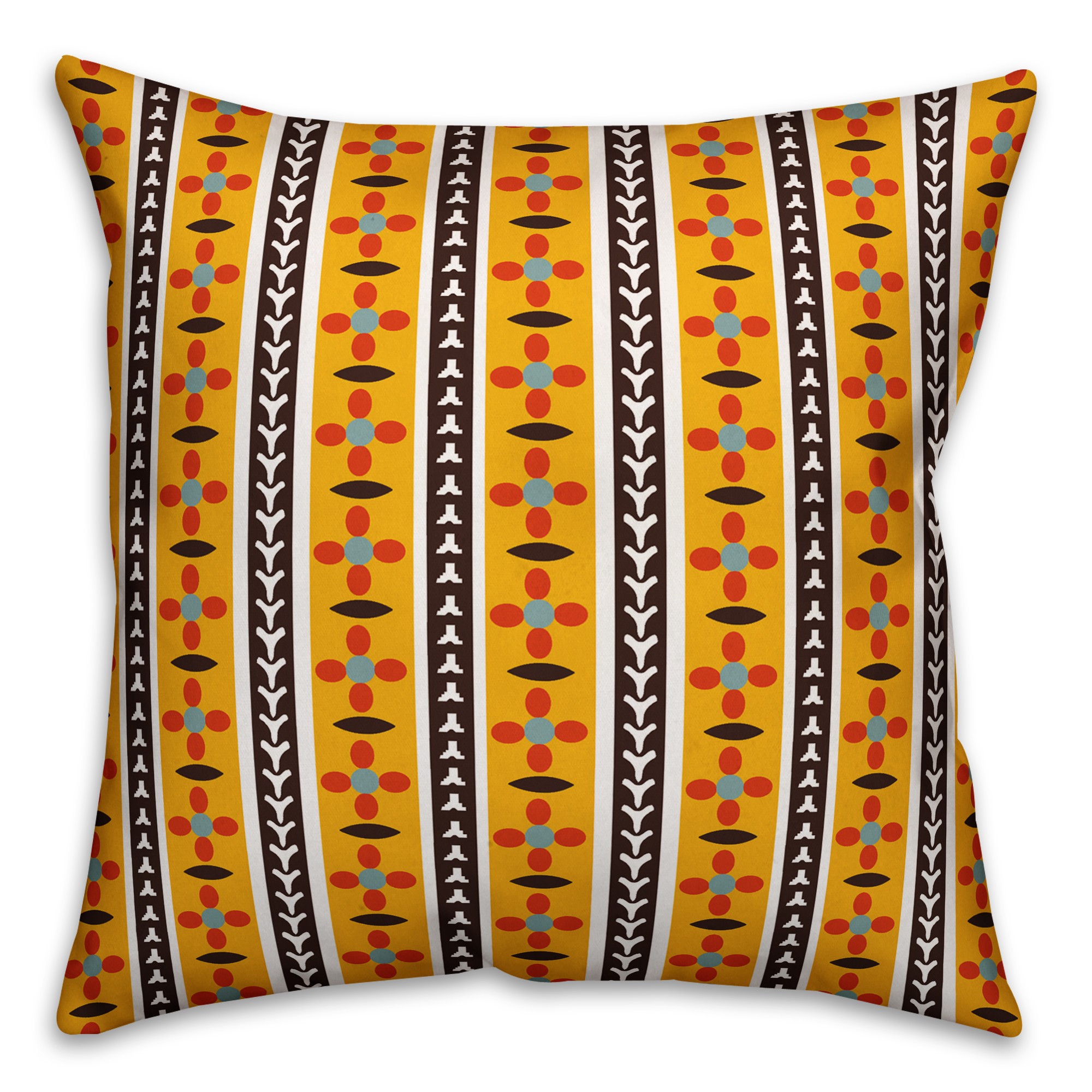 Folk Flower Pattern in Yellow Pillow