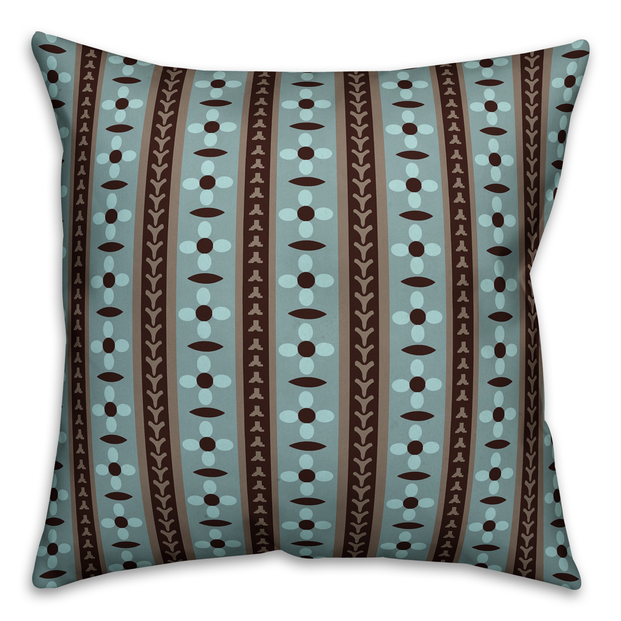 Folk Flower Pattern in Blue Pillow