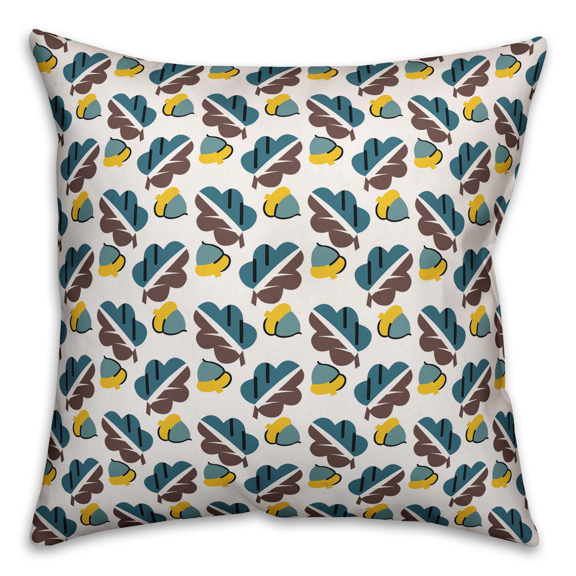 Acorns and Leaves Pattern in Blue Pillow Cover
