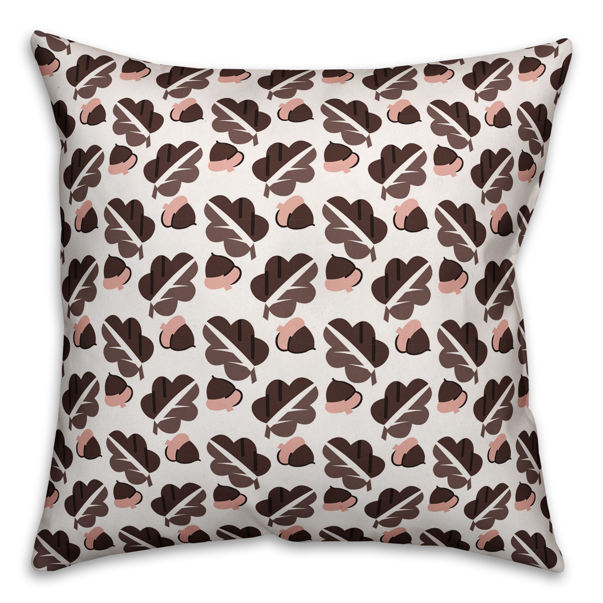 Acorns and Leaves Pattern in Brown Pillow