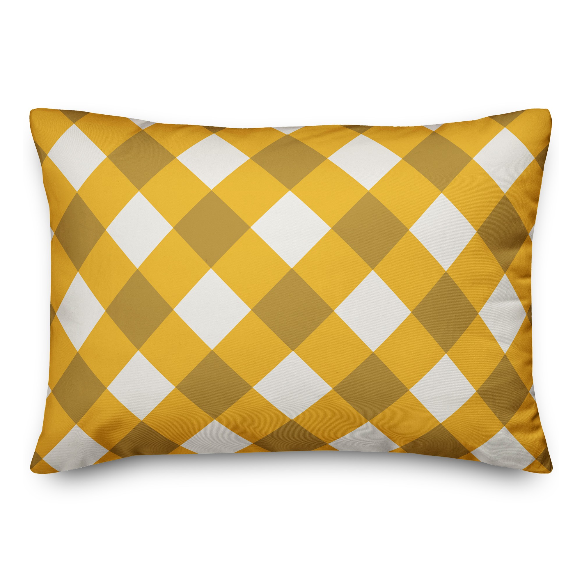 Yellow Plaid 14x20 Spun Poly Pillow