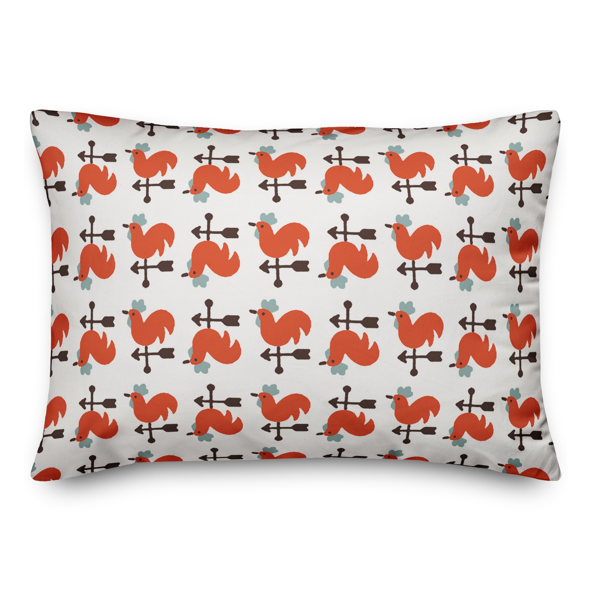 Red Rooster Pattern 14x20 Spun Poly Pillow