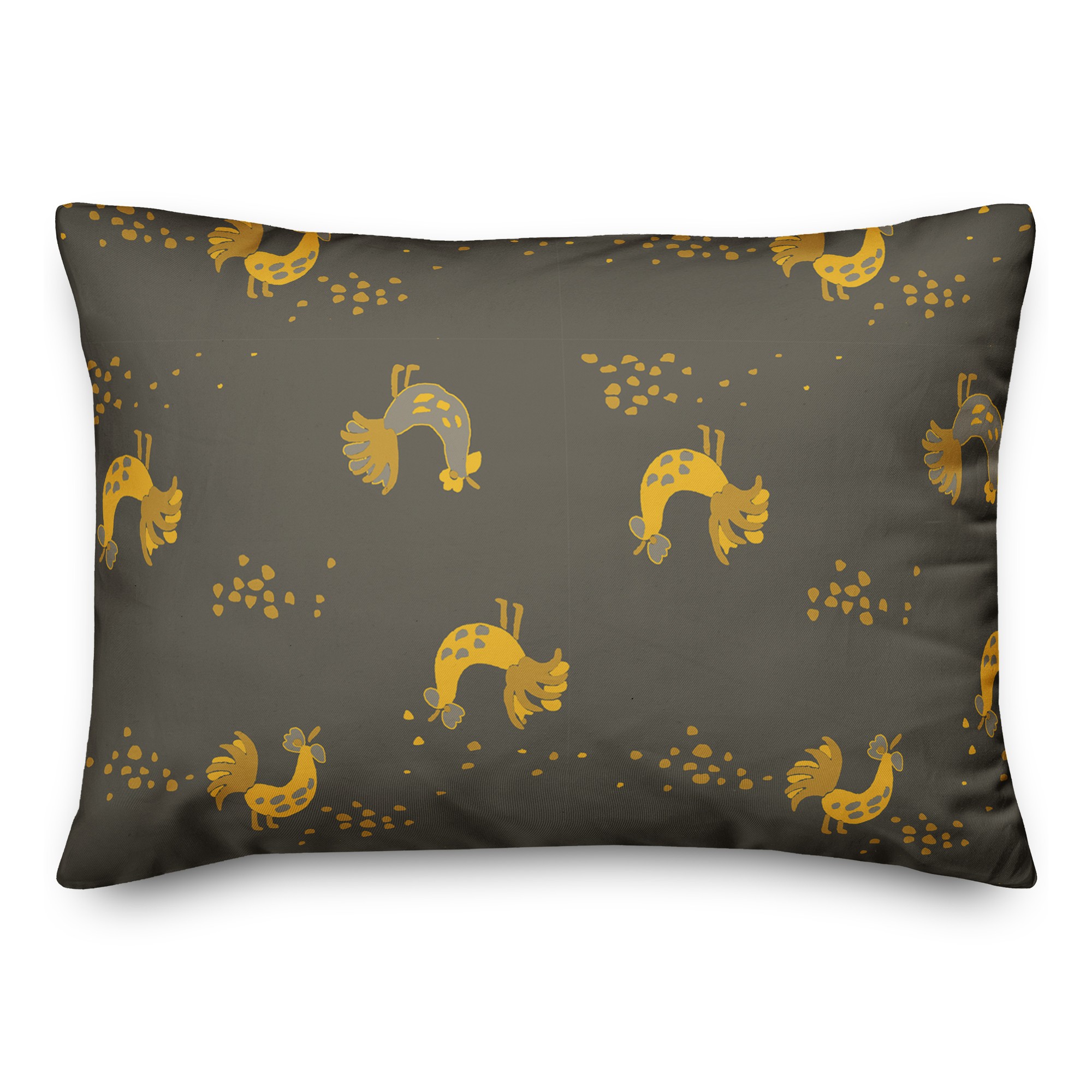 Rooster Pattern in Yellow 14x20 Spun Poly Pillow