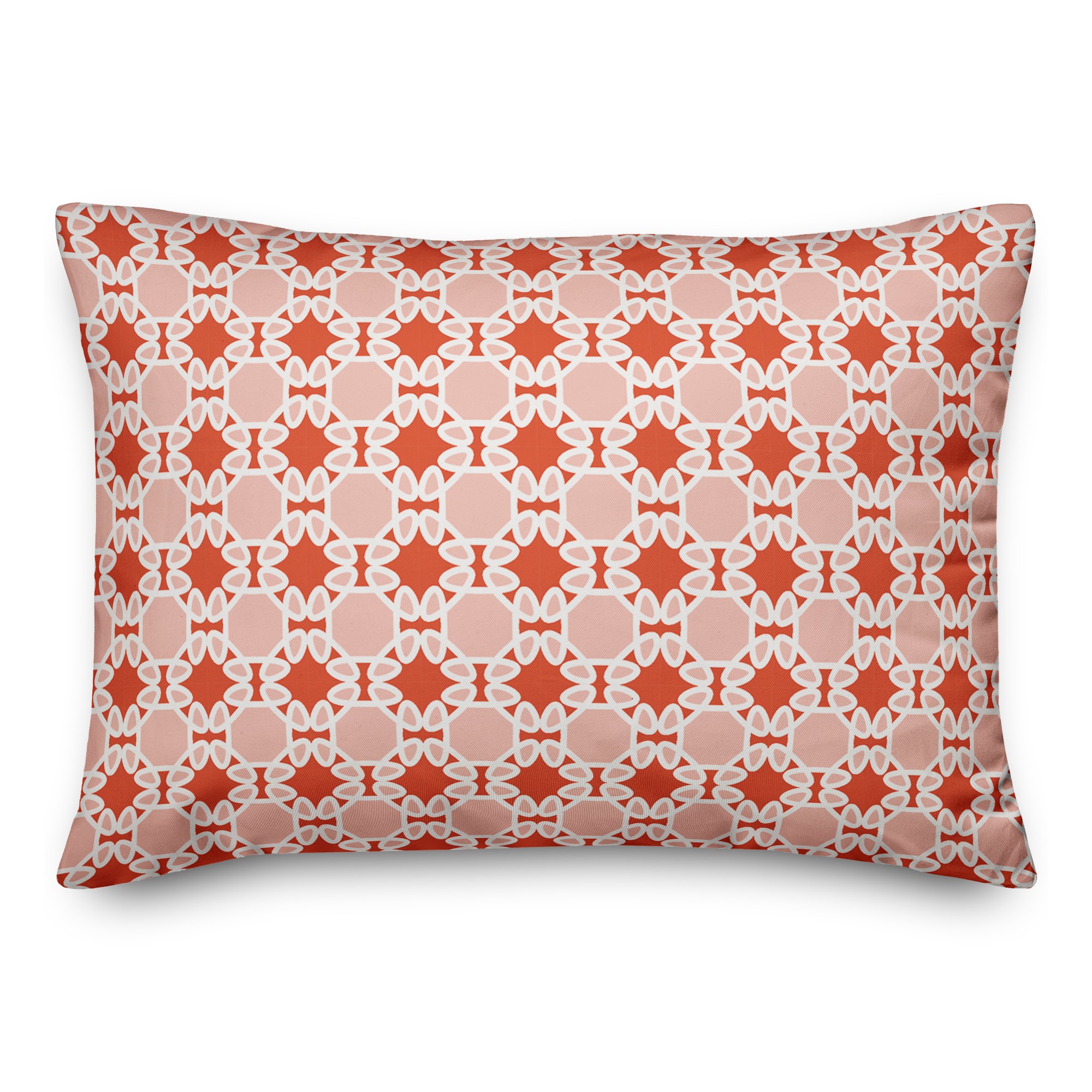 Folk Lattice Pattern in Red 14x20 Spun Poly Pillow