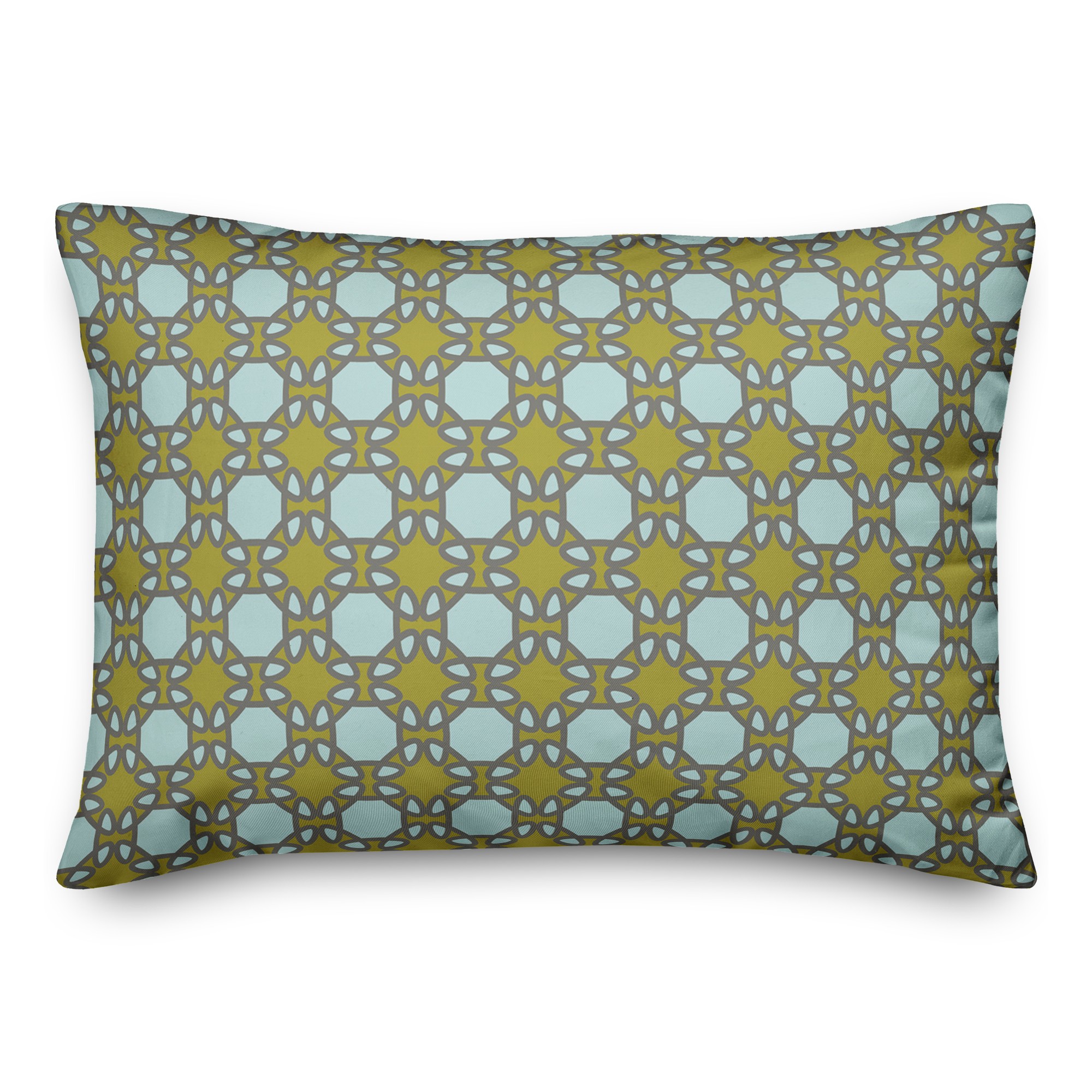 Folk Lattice Pattern in Green 14x20 Spun Poly Pillow