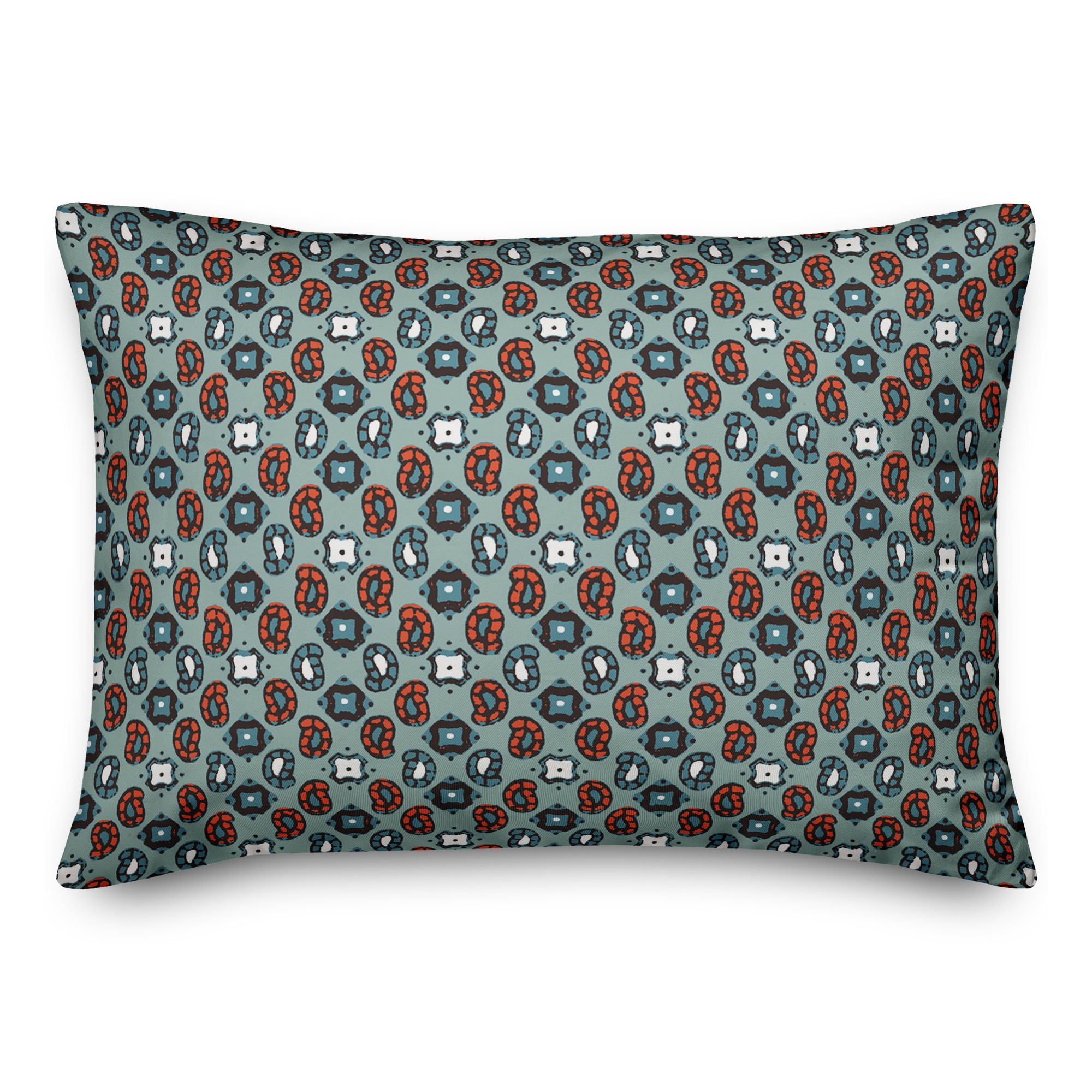 Tiny Paisley Pattern in Blue 14x20 Spun Poly Pillow