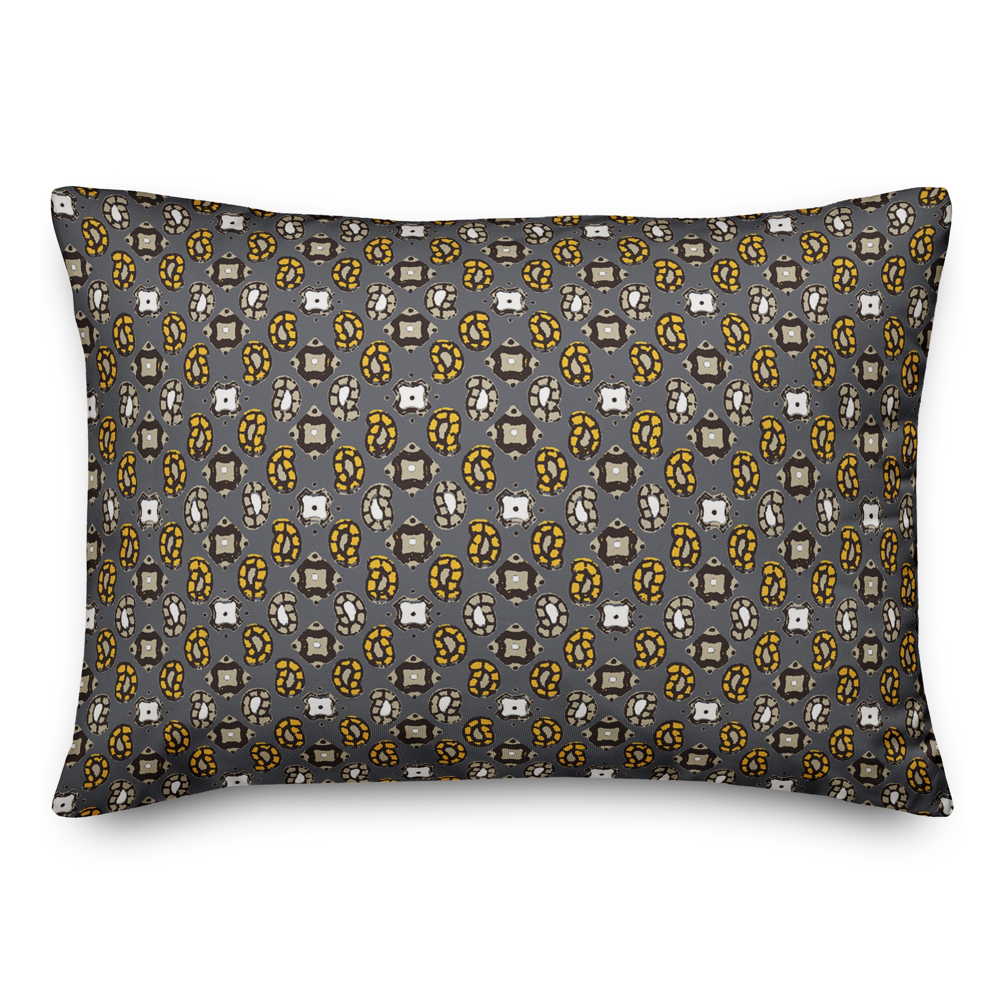 Tiny Paisley Pattern in Yellow 14x20 Spun Poly Pillow