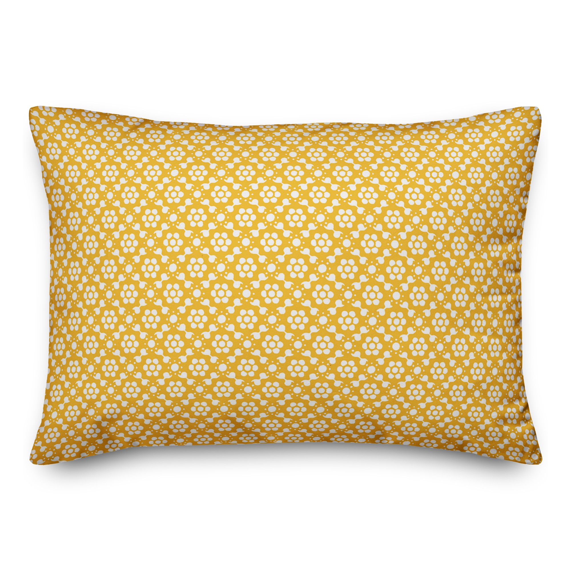 Yellow Floral Pattern 14x20 Spun Poly Pillow