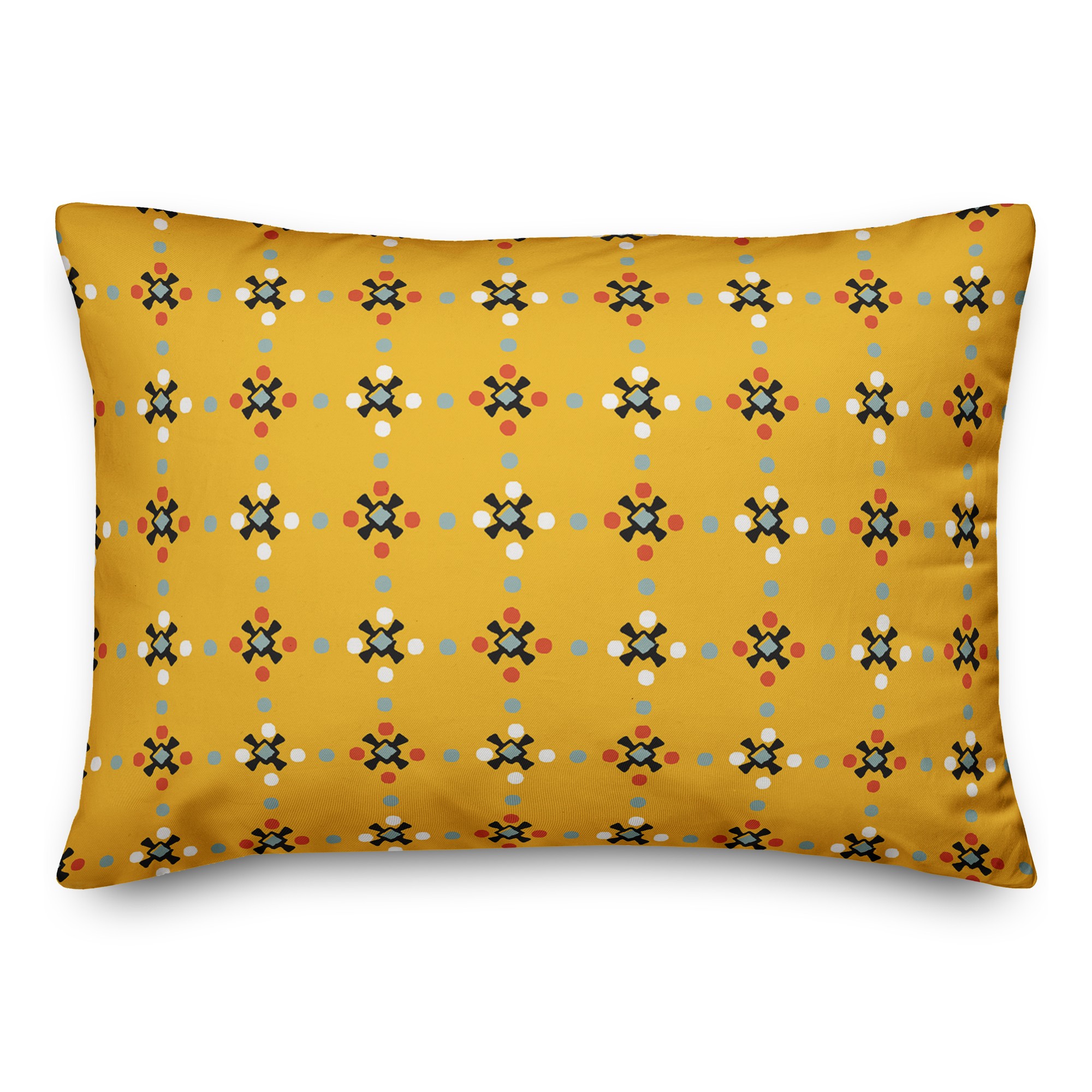 Whimsical Folk Pattern in Yellow 14x20 Spun Poly Pillow