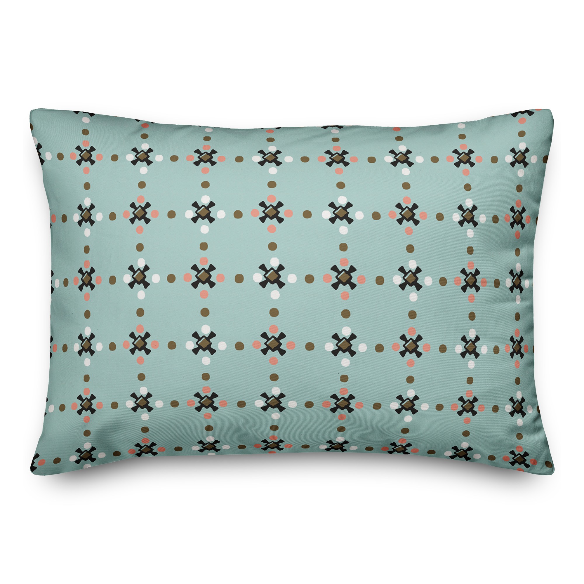 Whimsical Folk Pattern in Blue 14x20 Spun Poly Pillow