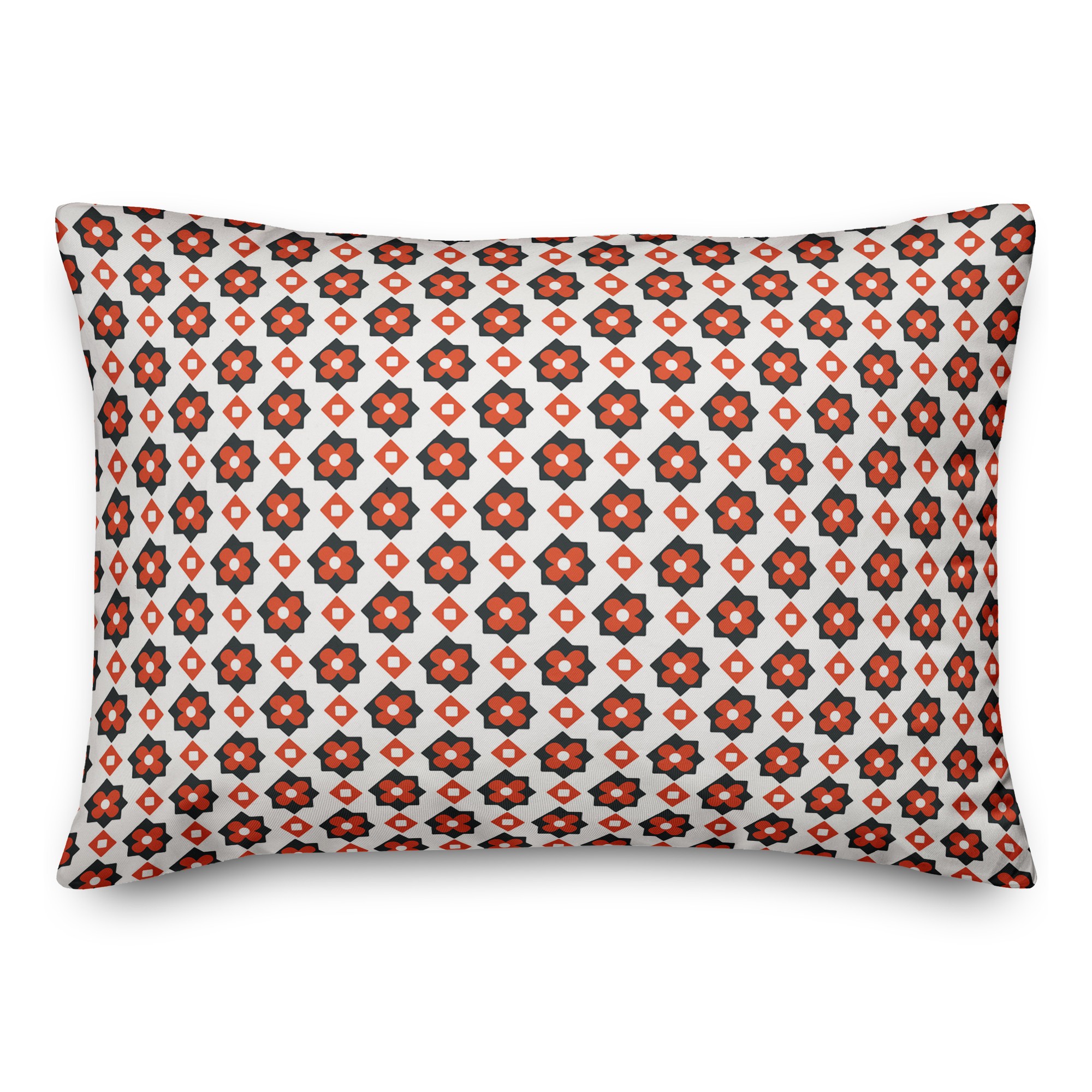 Red Flower Pattern 14x20 Spun Poly Pillow