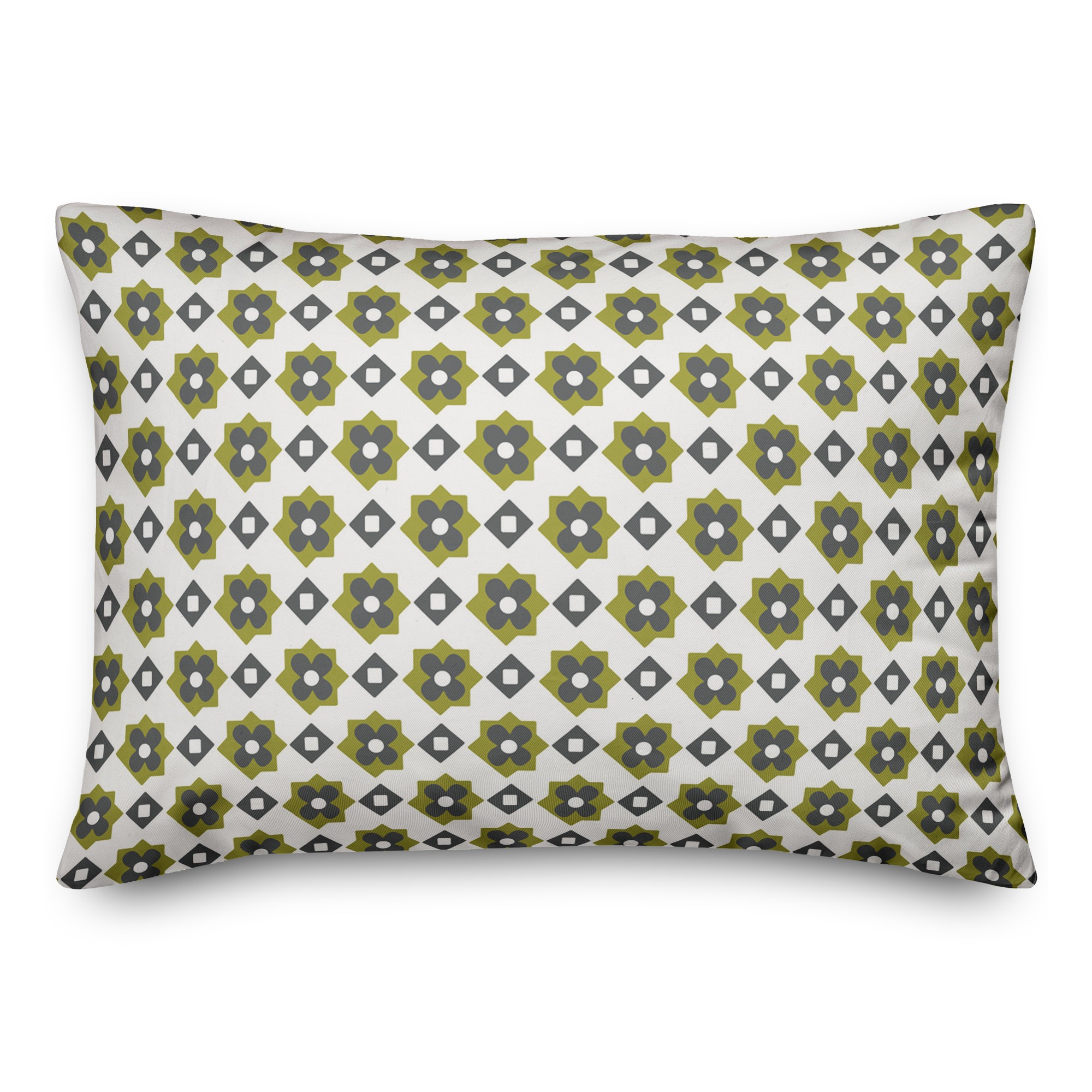 Green Flower Pattern 14x20 Spun Poly Pillow