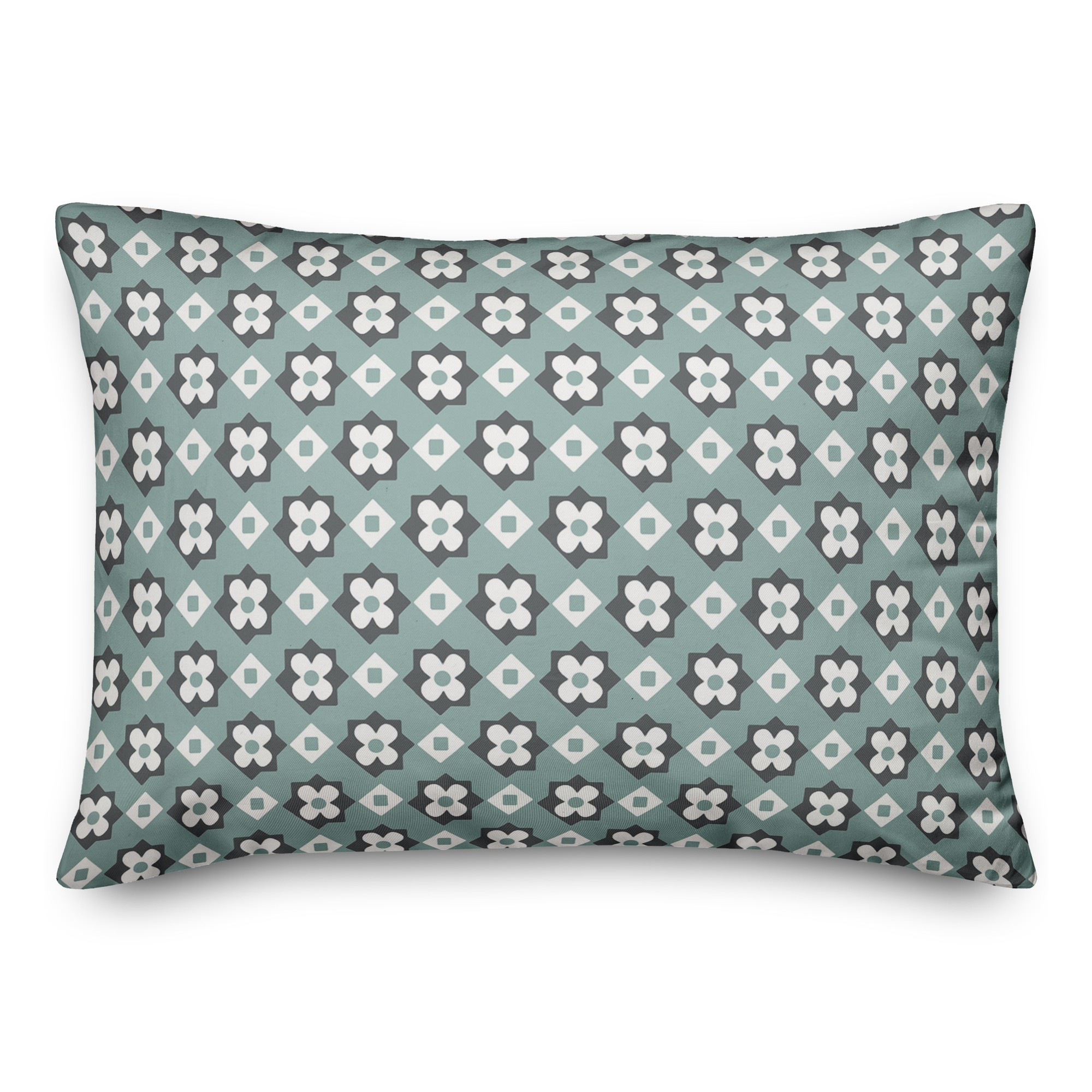 Blue Flower Pattern 14x20 Spun Poly Pillow