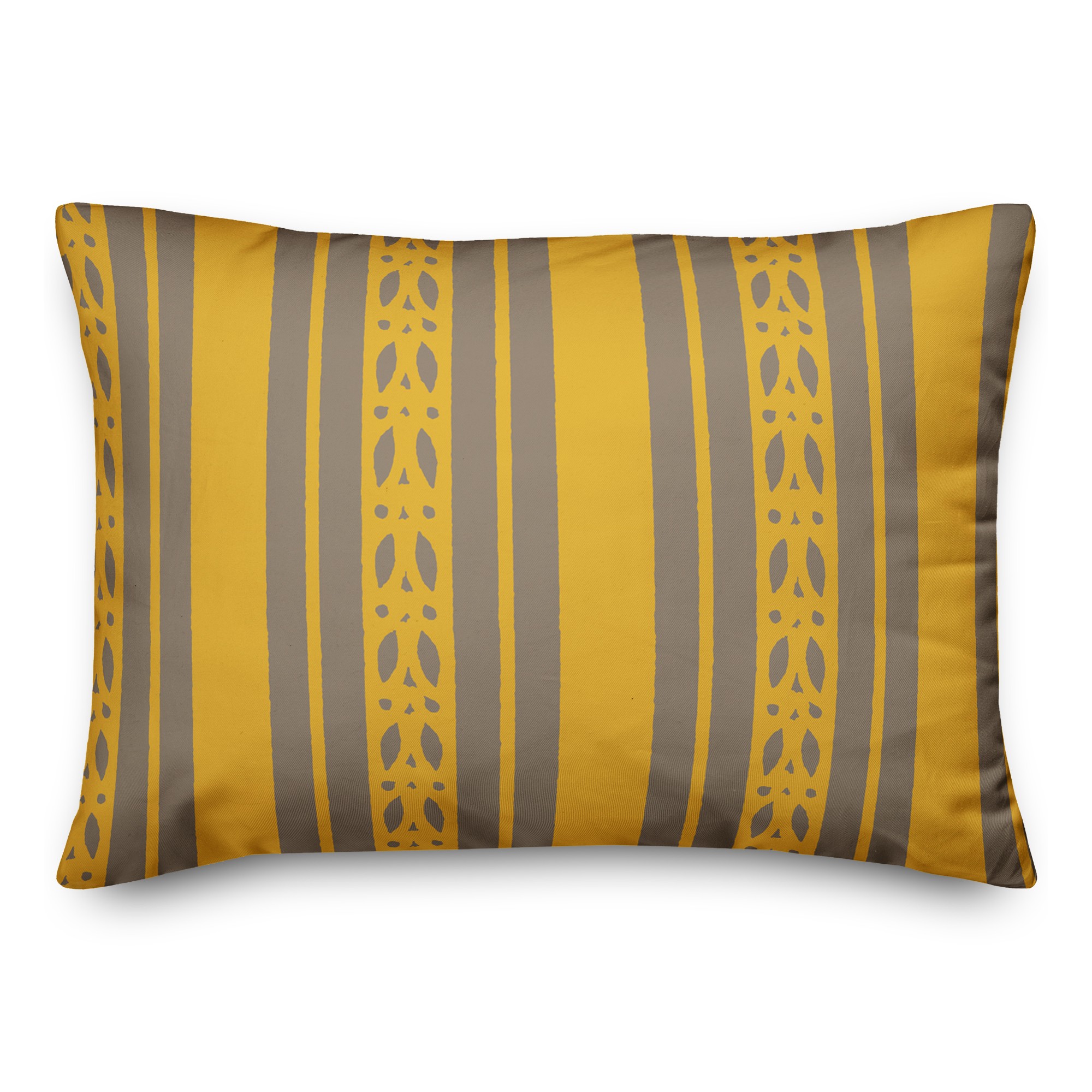 Yellow Folk Stripes 14x20 Spun Poly Pillow