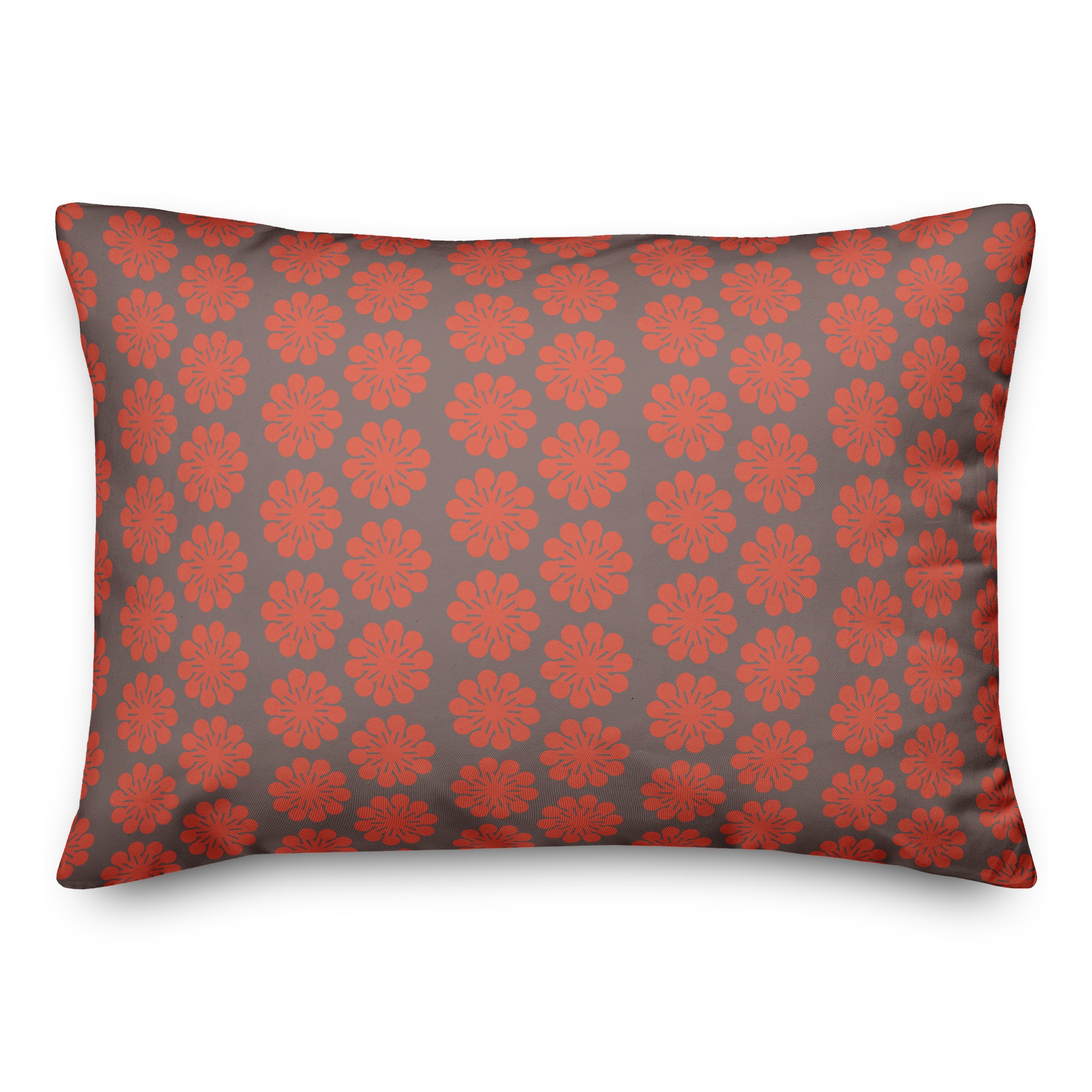 Red Floral Pattern 14x20 Spun Poly Pillow