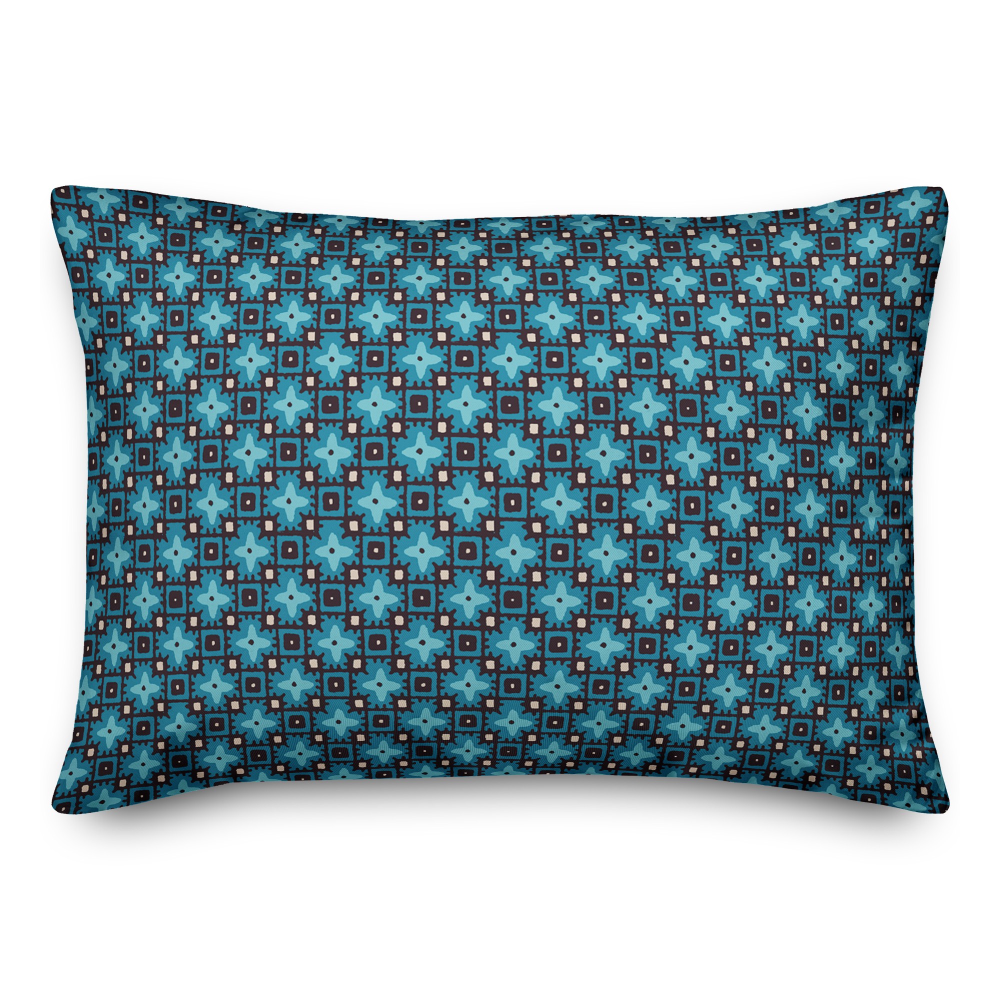 Blue Floral Squares 14x20 Spun Poly Pillow