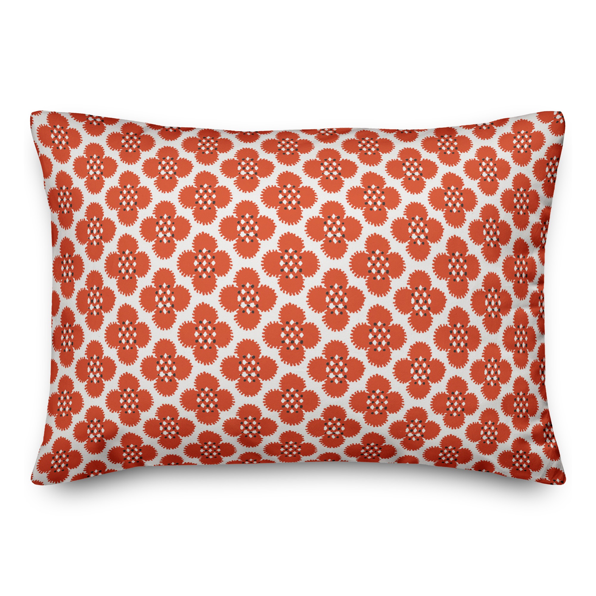 Red Floral Pattern 14x20 Spun Poly Pillow