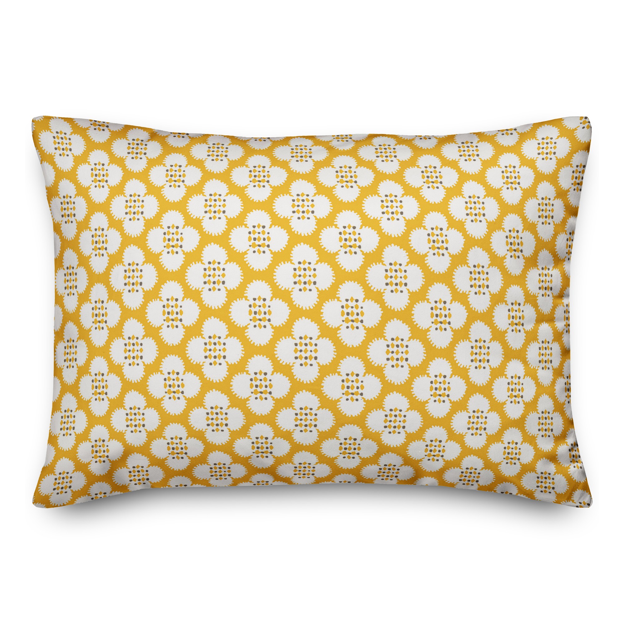 Yellow Floral Pattern 14x20 Spun Poly Pillow