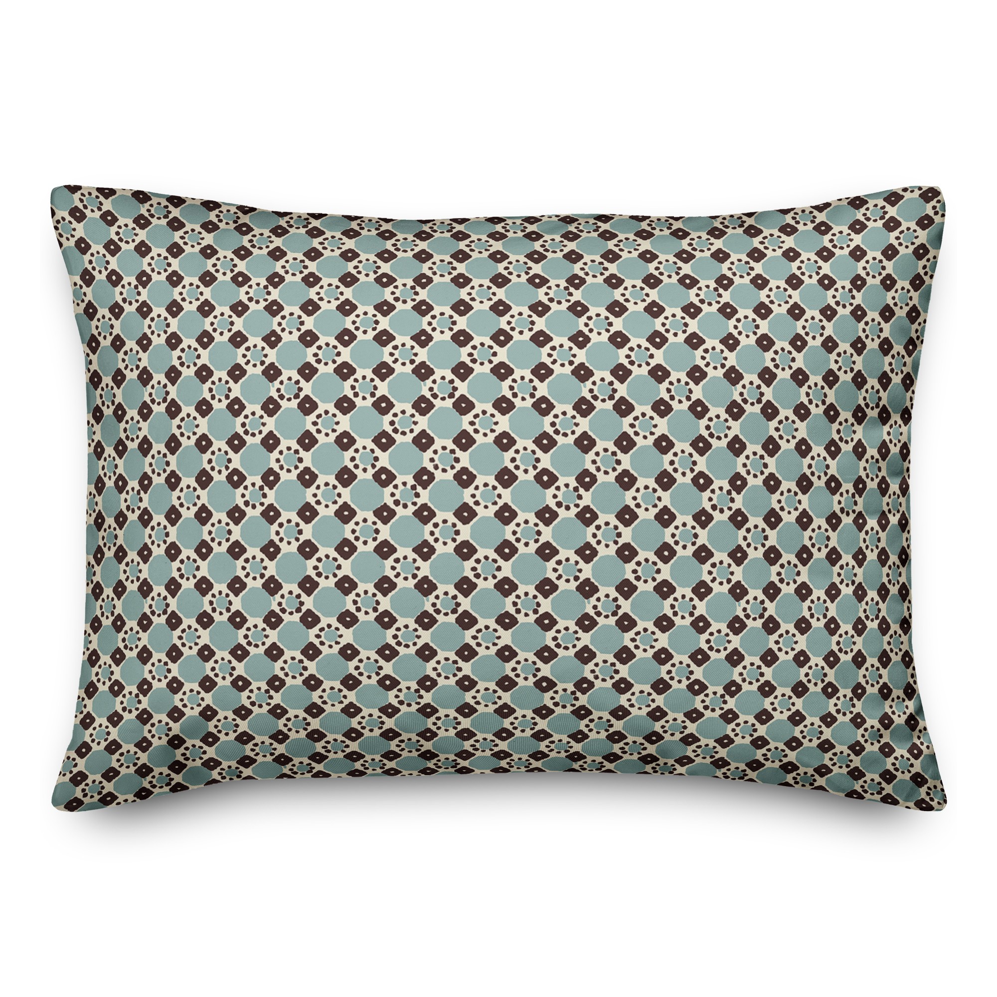 Folk Geometric Pattern in Blue 14x20 Spun Poly Pillow