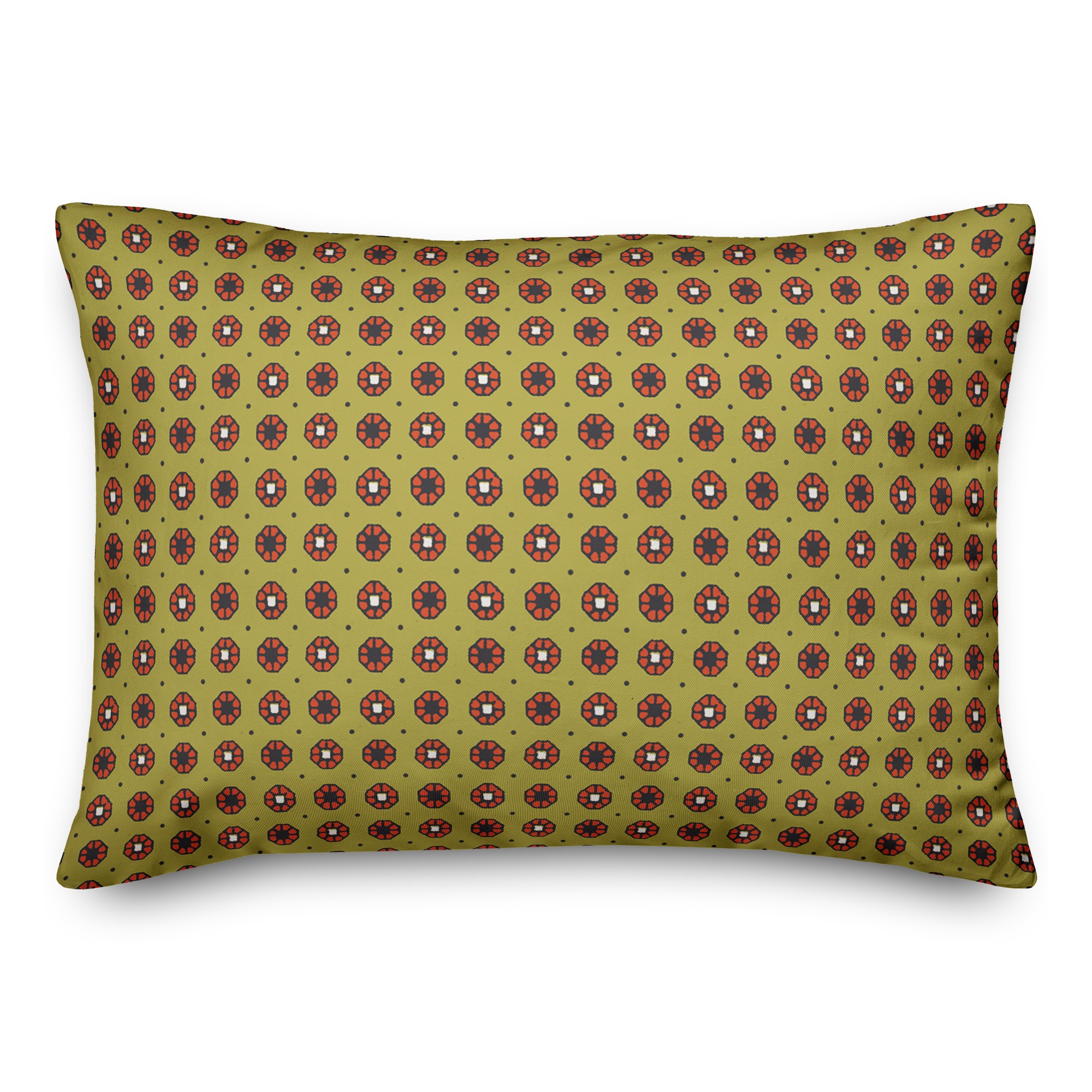 Pixel Floral Pattern in Mustard Yellow  14x20 Spun Poly Pillow