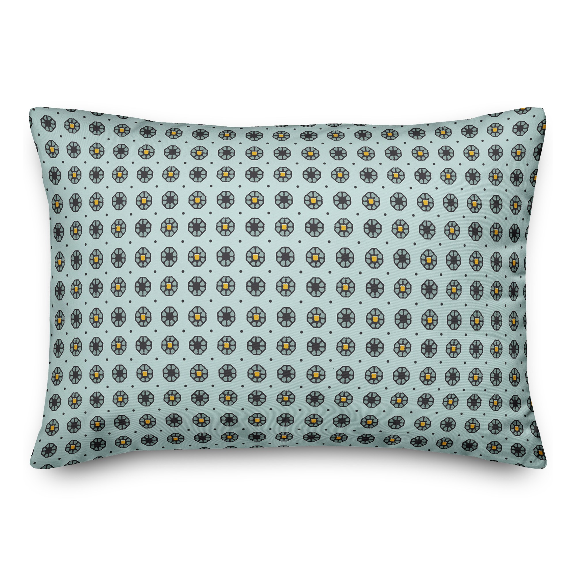 Pixel Floral Pattern in Blue 14x20 Spun Poly Pillow