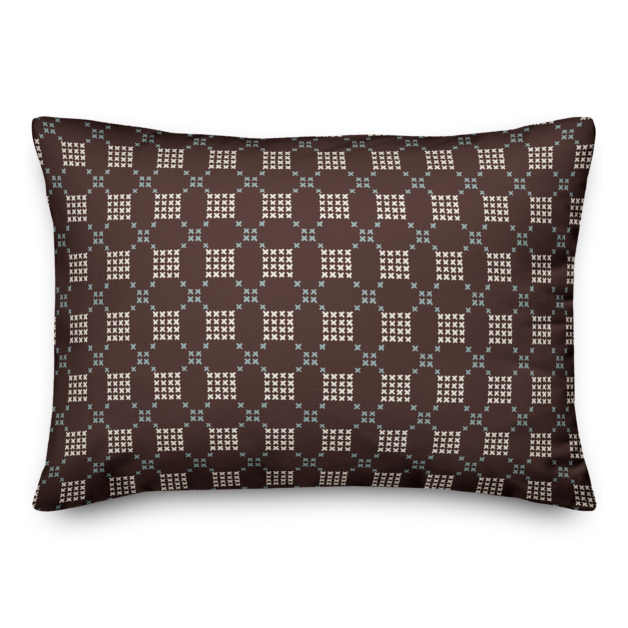 Brown Cross-Stitch Printed Pattern 14x20 Spun Poly Pillow
